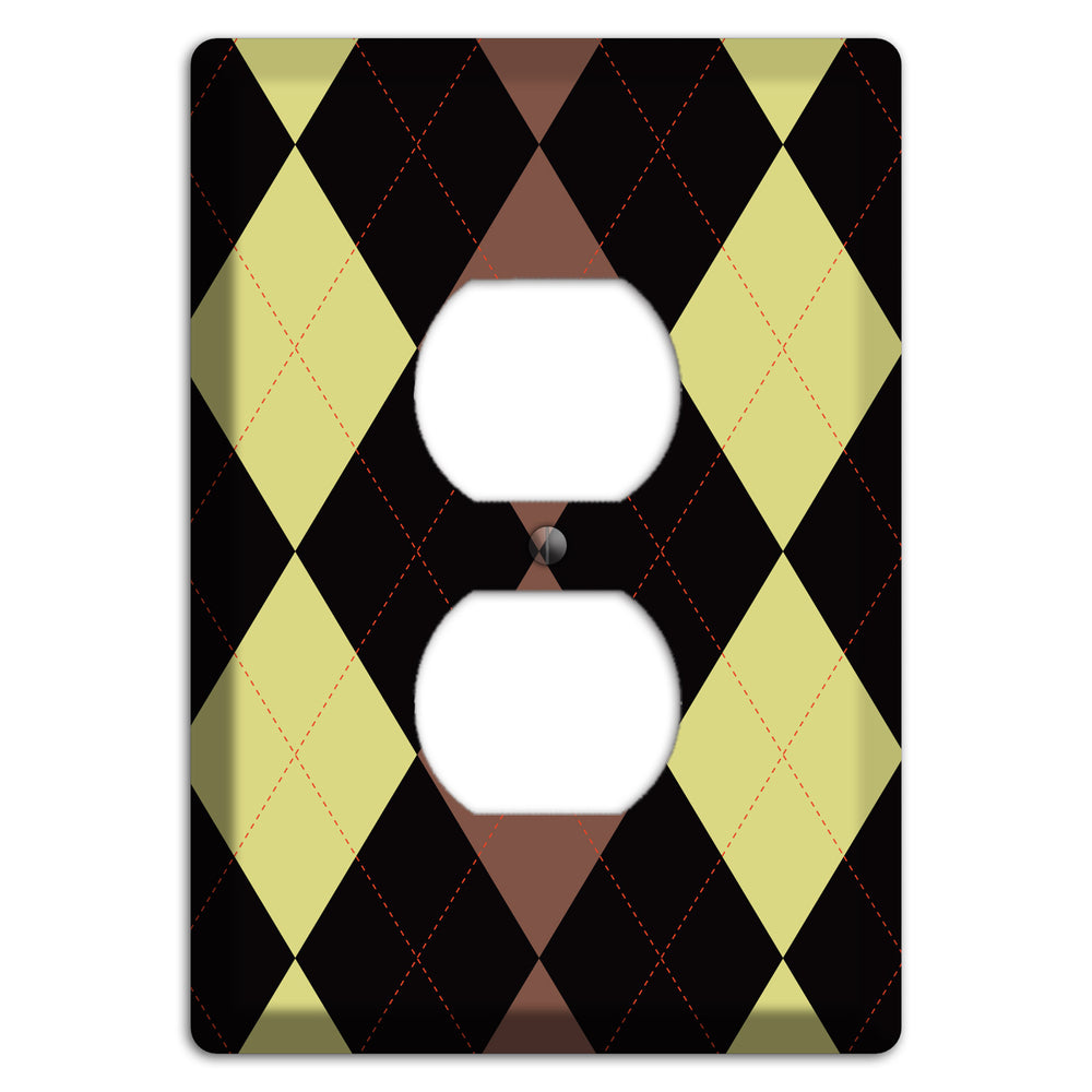 Yellow and Brown Argyle Duplex Outlet Wallplate