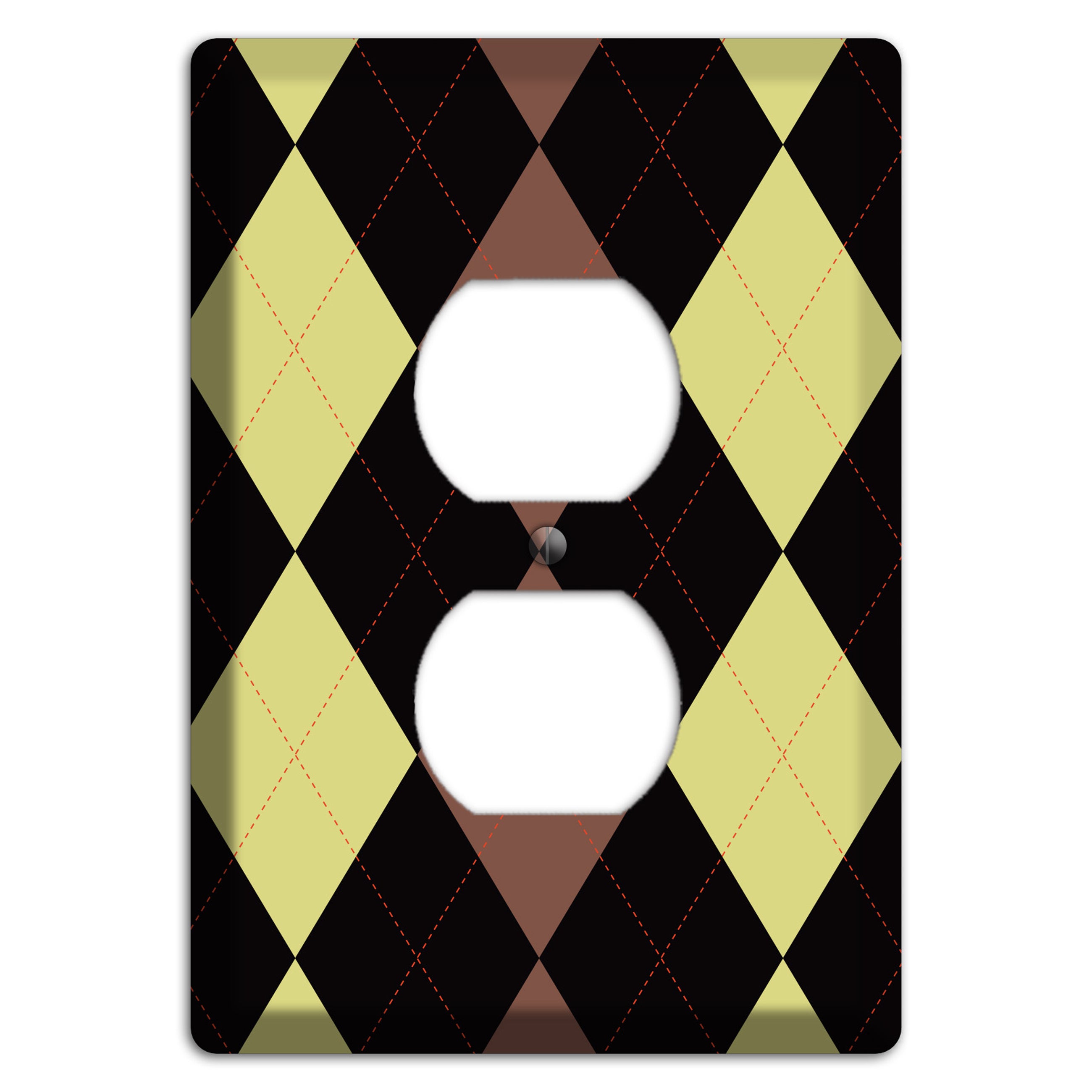 Yellow and Brown Argyle Duplex Outlet Wallplate