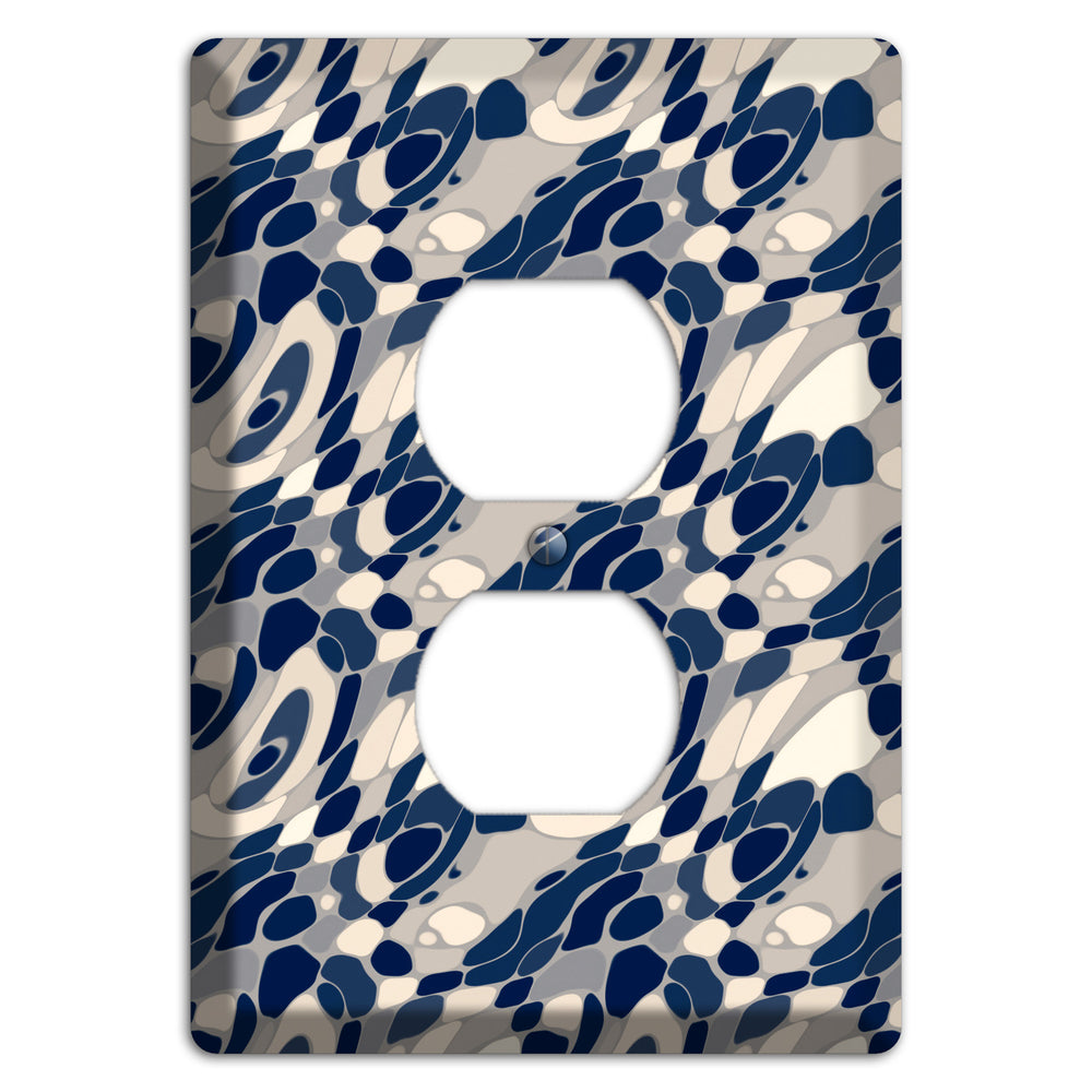 Blue and Beige Large Abstract Duplex Outlet Wallplate