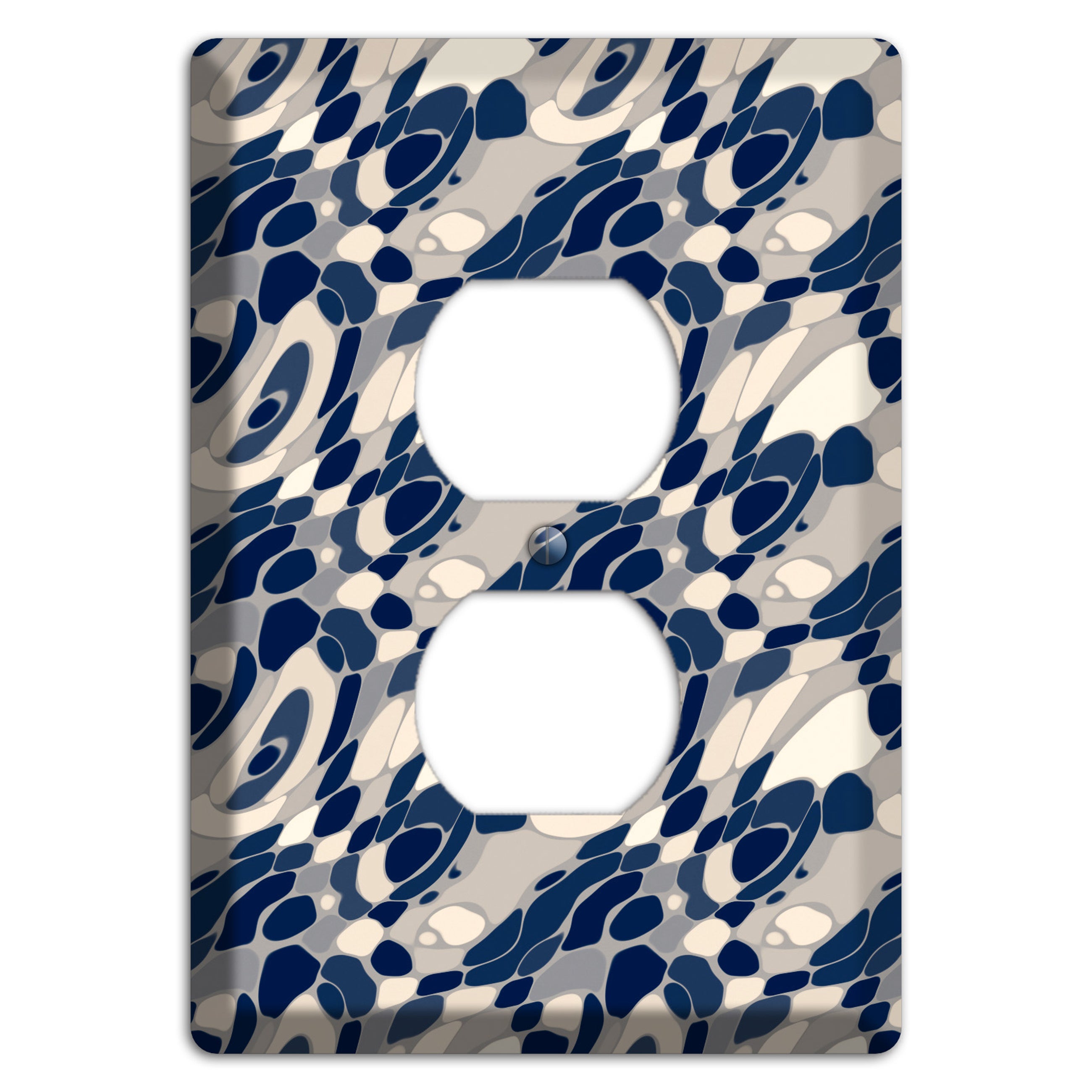 Blue and Beige Large Abstract Duplex Outlet Wallplate