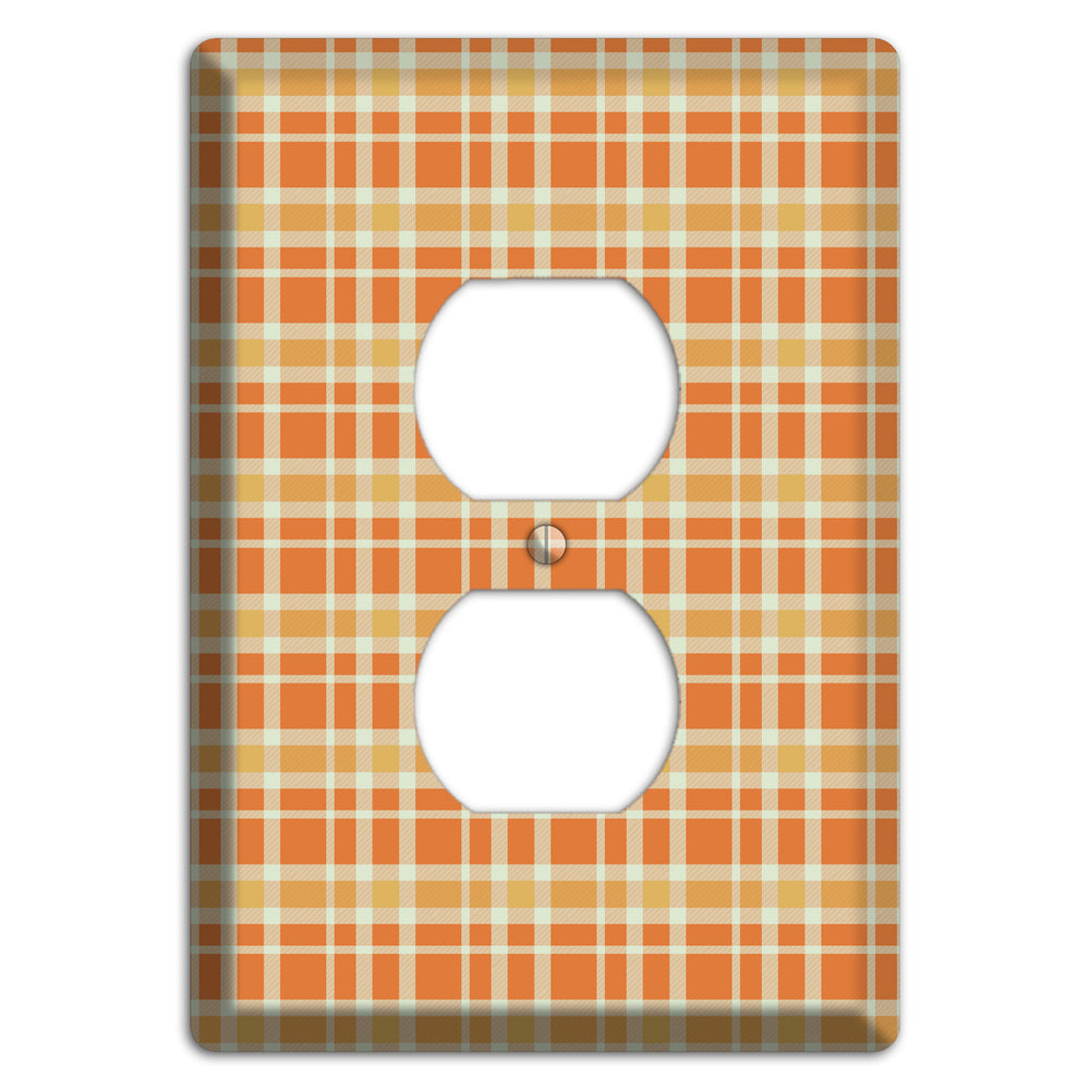 Orange and Beige Plaid Duplex Outlet Wallplate