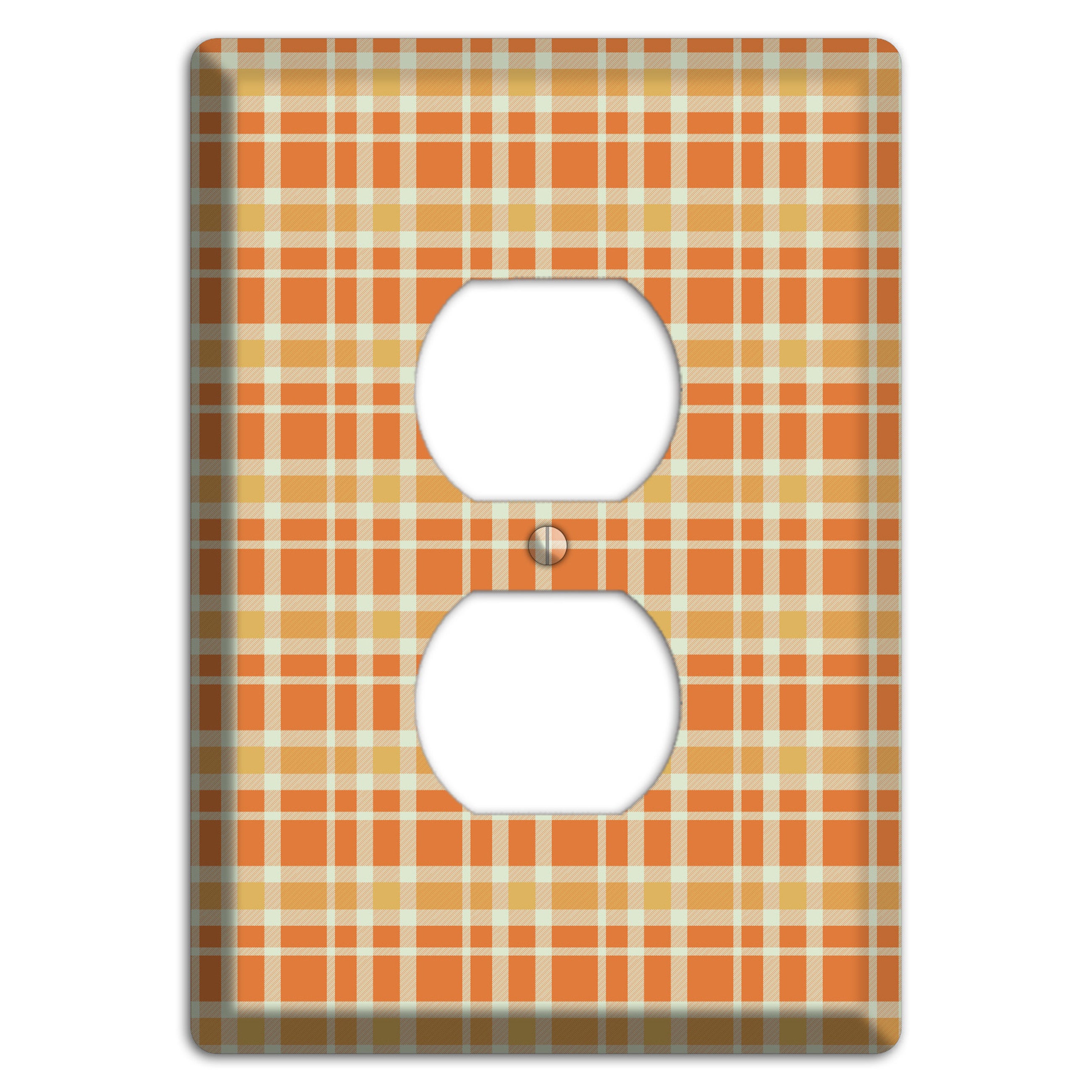 Orange and Beige Plaid Duplex Outlet Wallplate