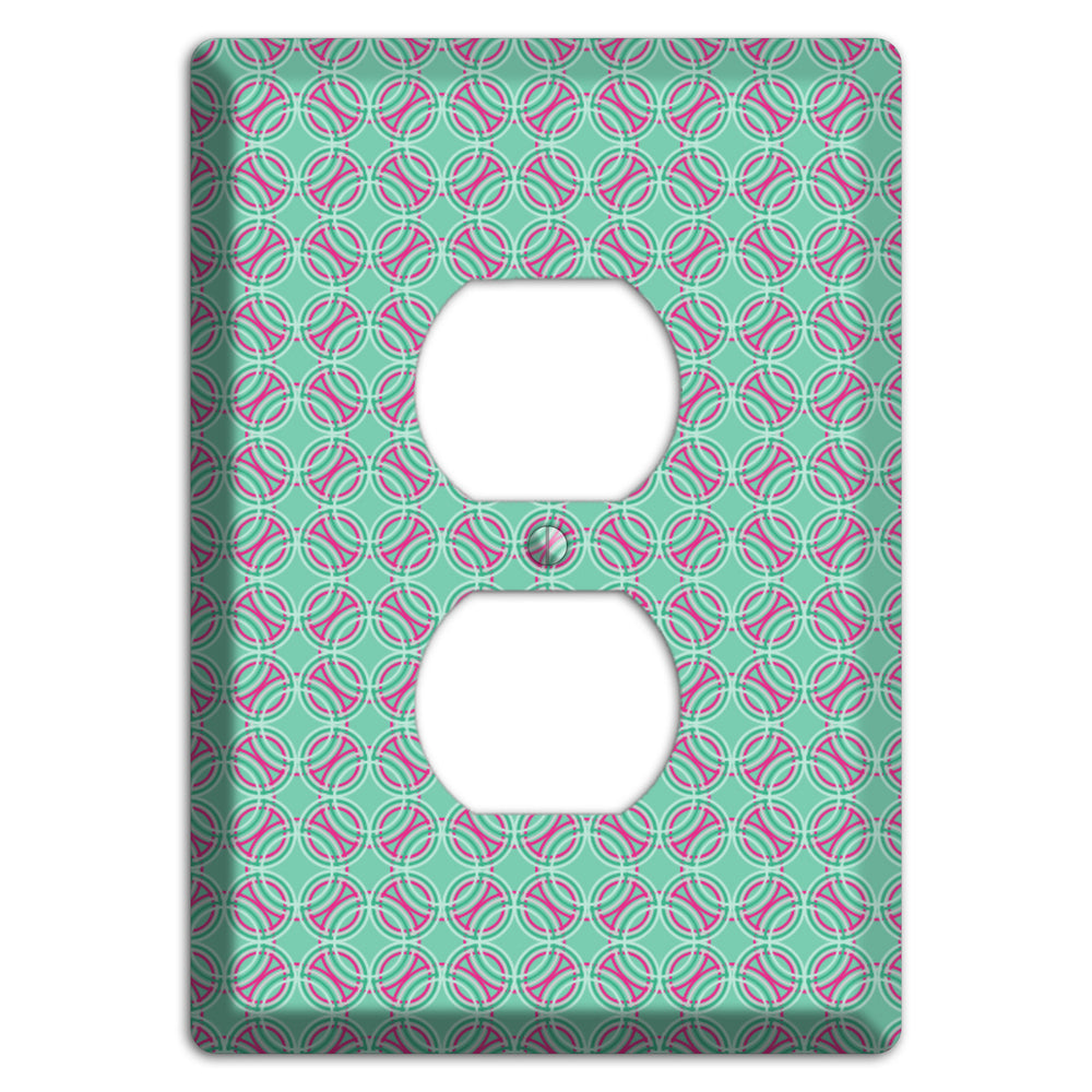 Multi Aqua with Fuschia Concentric Circles Overlay Duplex Outlet Wallplate