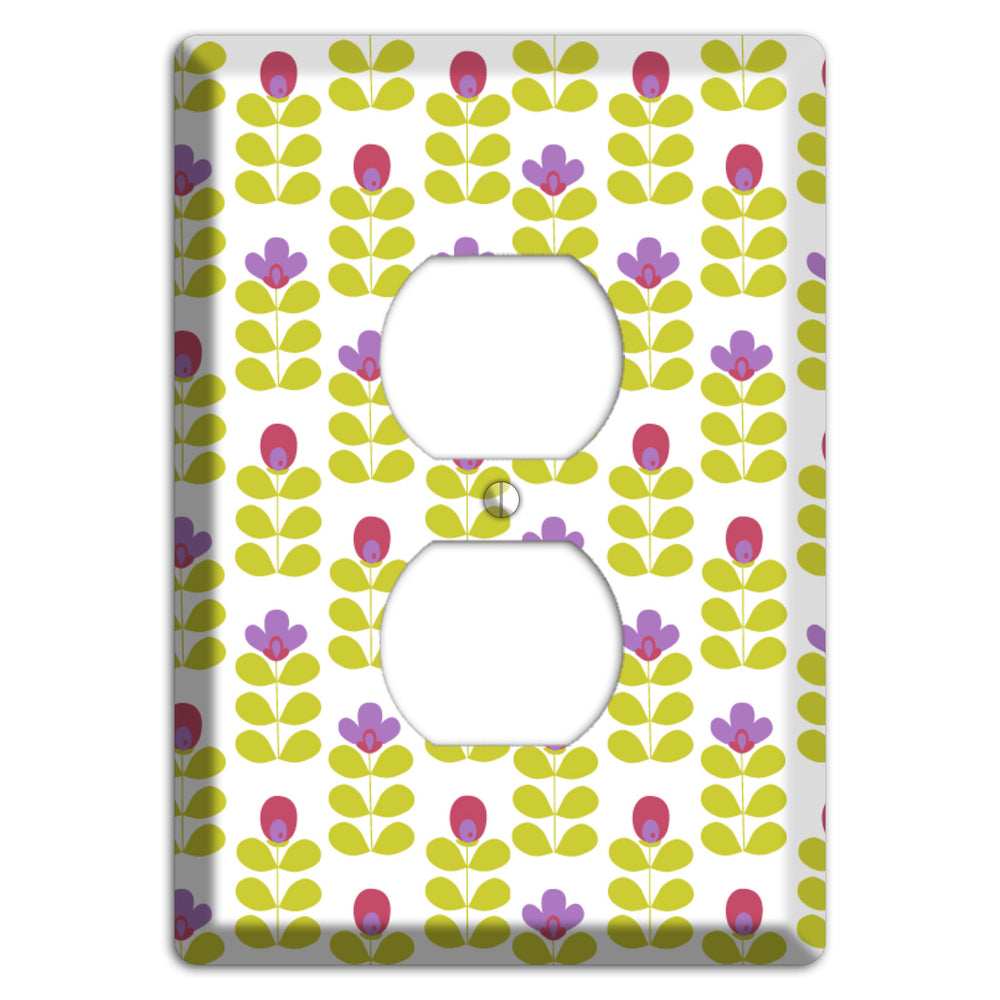 Yellow Deco Floral Half Drop Duplex Outlet Wallplate