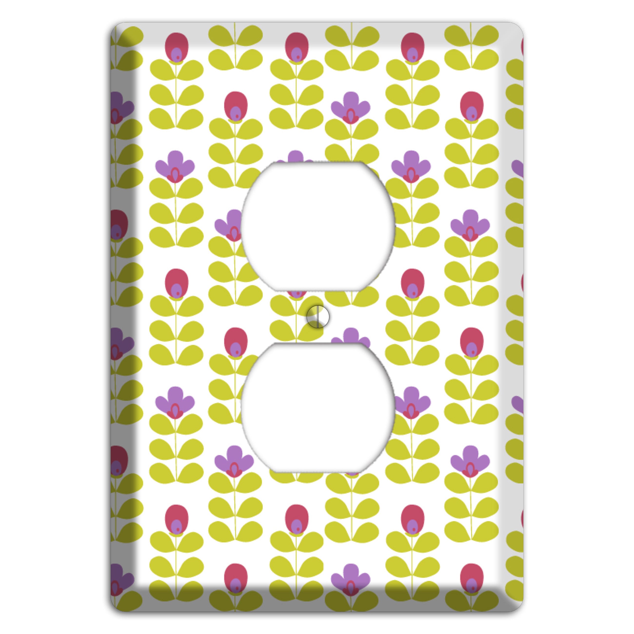 Yellow Deco Floral Half Drop Duplex Outlet Wallplate