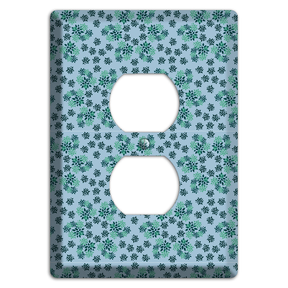 Blue with Multi Green Calico Duplex Outlet Wallplate