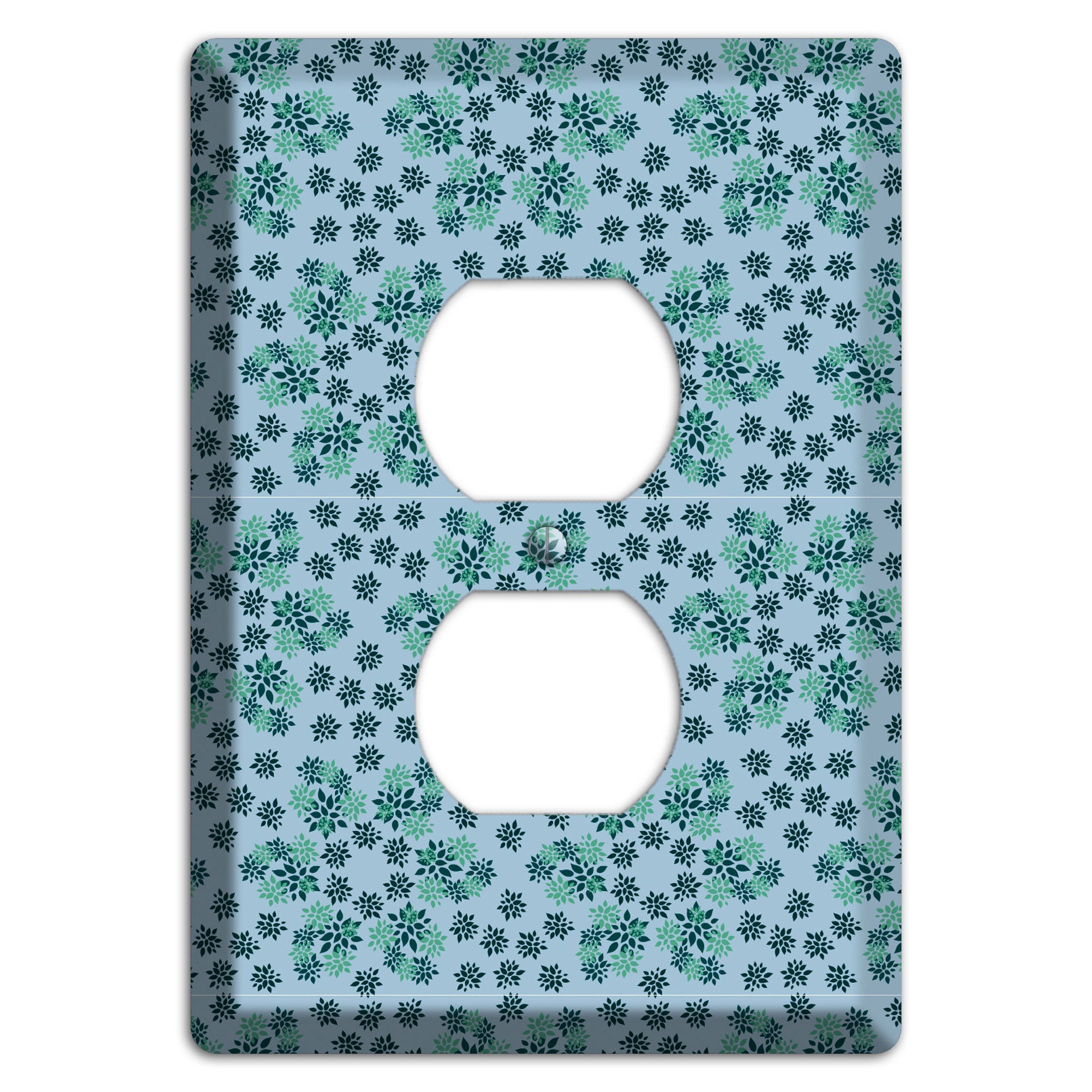 Blue with Multi Green Calico Duplex Outlet Wallplate
