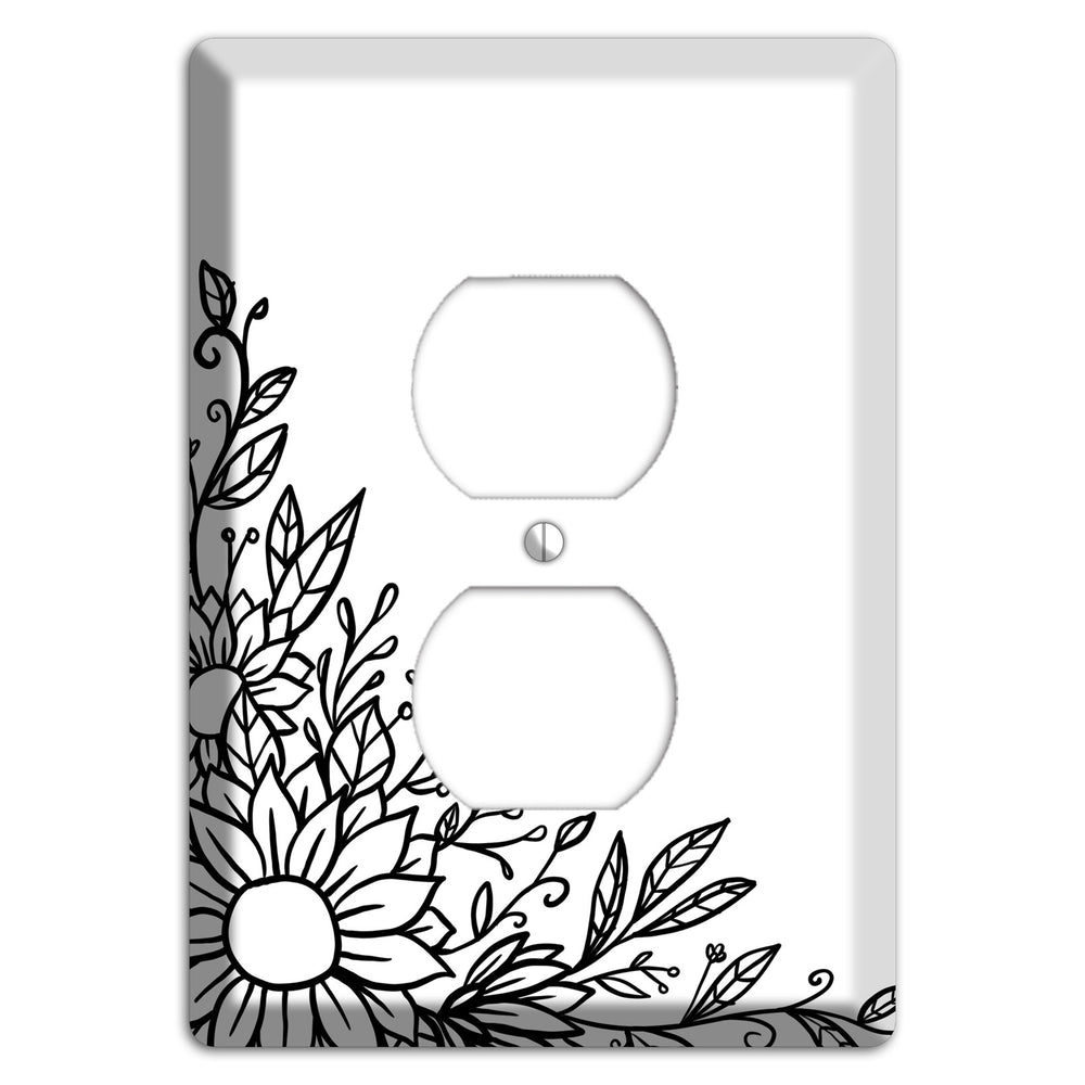 Hand-Drawn Floral 6 Duplex Outlet Wallplate