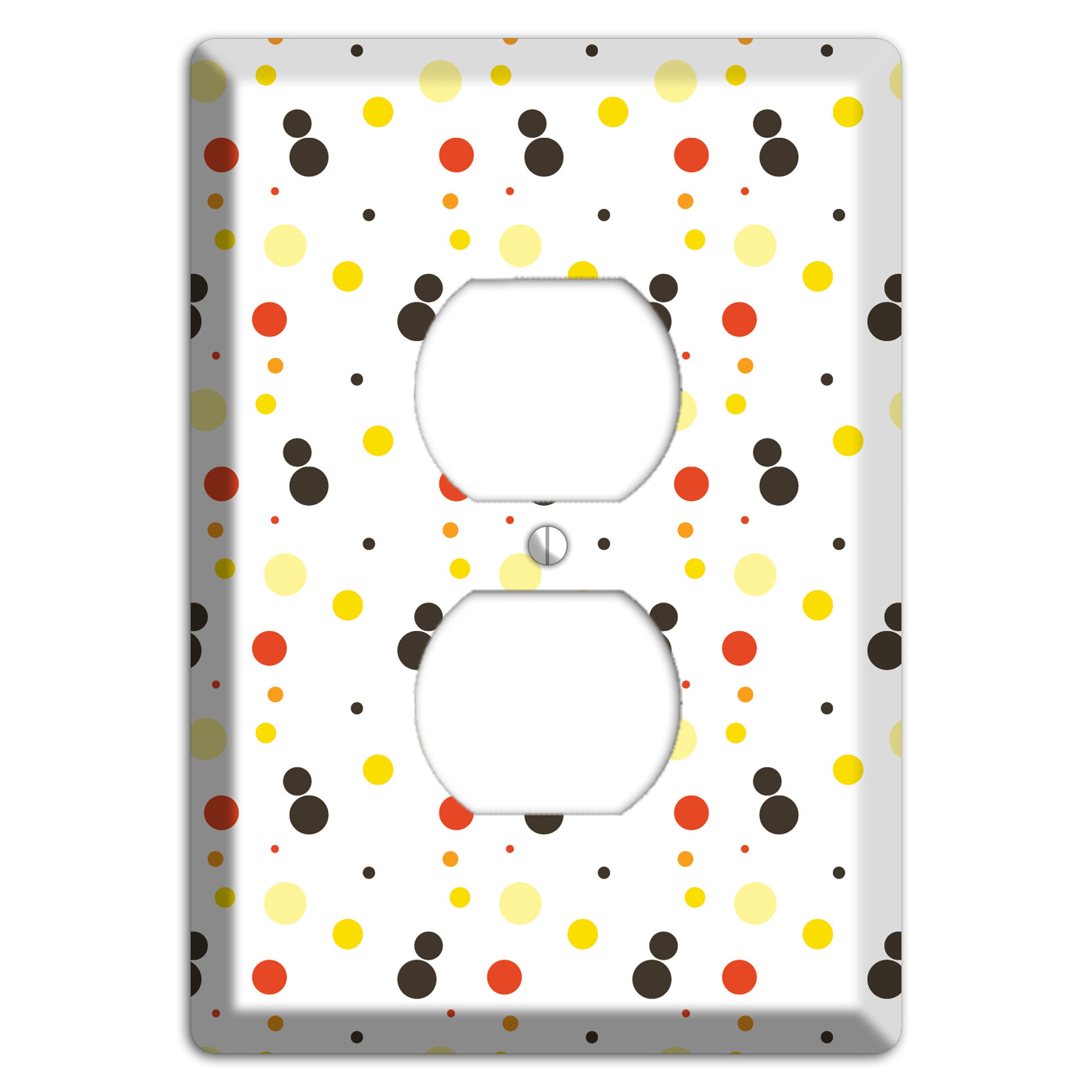 White With Black Maroon Olive Tiny Dots Duplex Outlet Wallplate