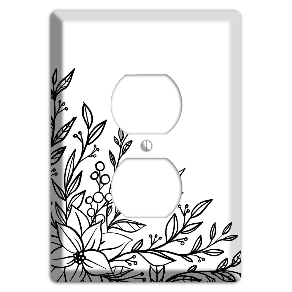 Hand-Drawn Floral 7 Duplex Outlet Wallplate