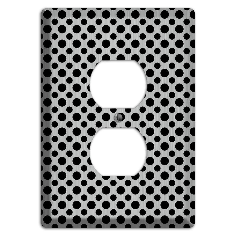 Multi Small Polka Dots Stainless Steel Duplex Outlet Wallplate