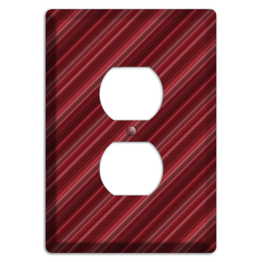 Burgundy Multi Angled Stripes Duplex Outlet Wallplate