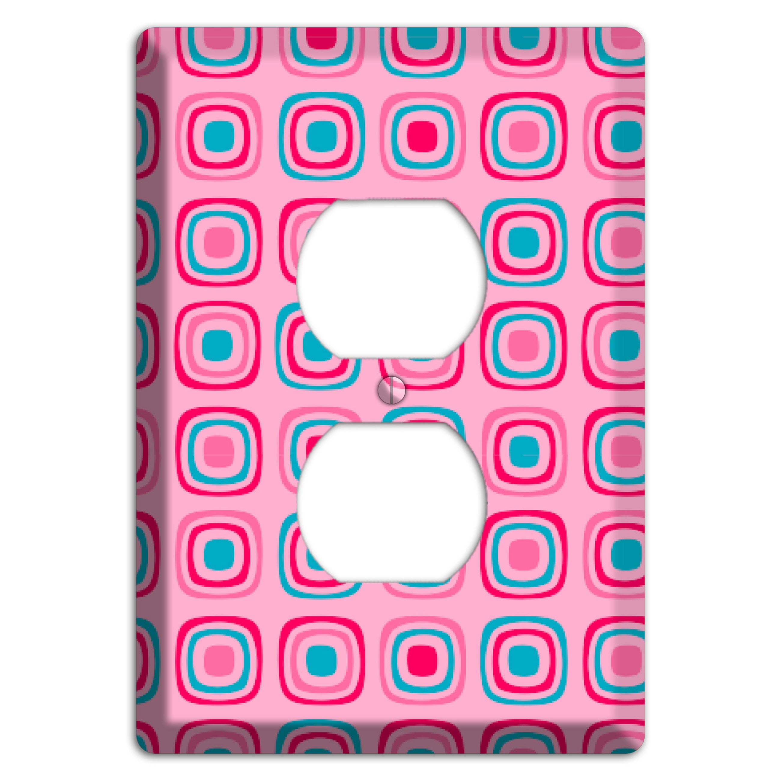 Pink and Blue Rounded Squares Duplex Outlet Wallplate