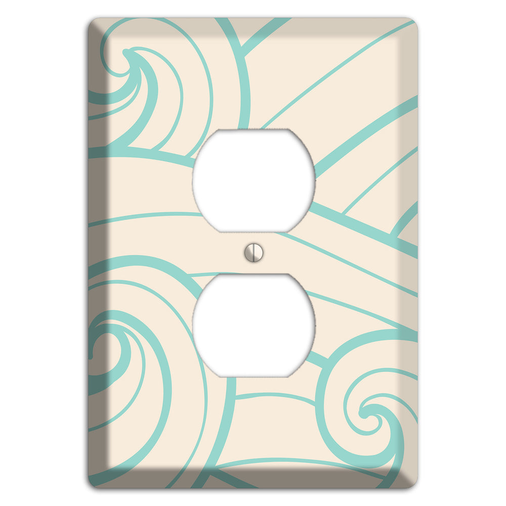 Abstract Curl Cream Duplex Outlet Wallplate