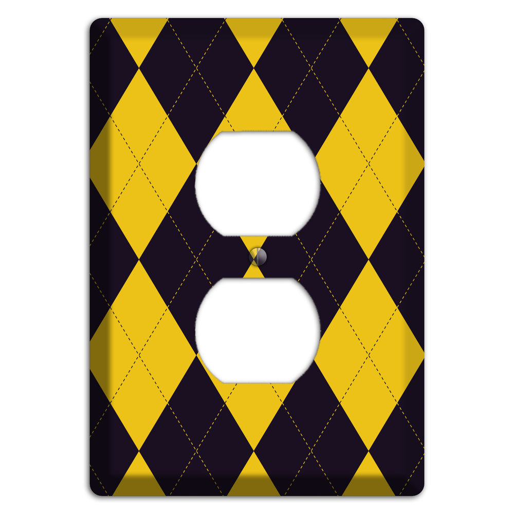 Yellow and Dark Purple Argyle Duplex Outlet Wallplate