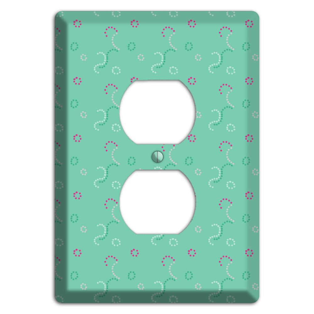Multi Aqua with Fuschia Stipple Duplex Outlet Wallplate