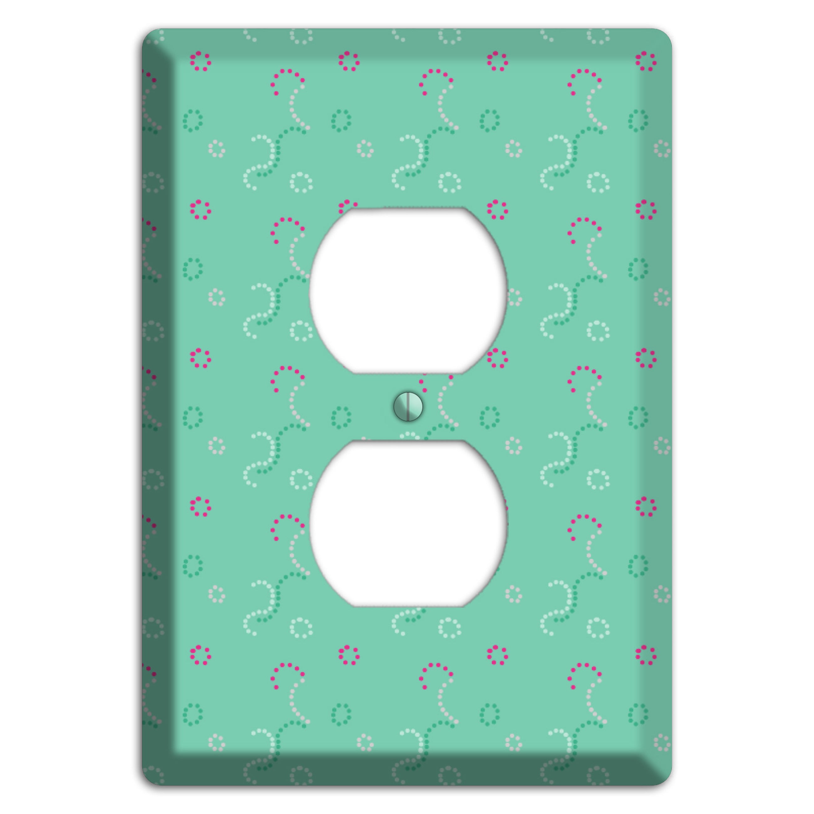 Multi Aqua with Fuschia Stipple Duplex Outlet Wallplate