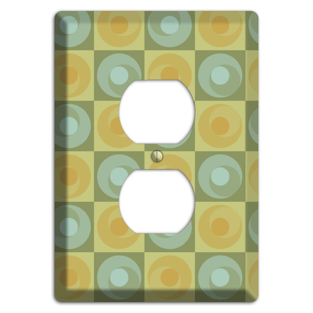 Multi Sage and Mustard Checked Circles Duplex Outlet Wallplate
