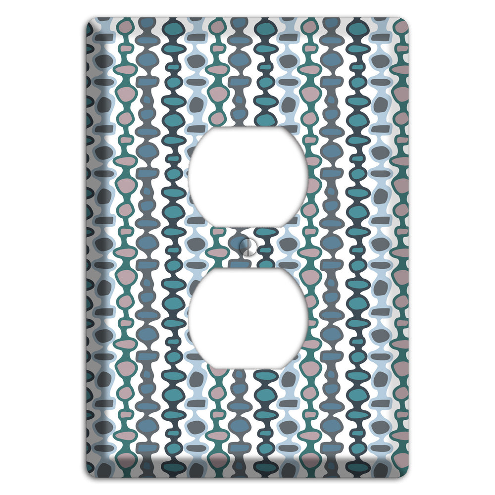 Grey and Multi Blue Bead and Reel Duplex Outlet Wallplate