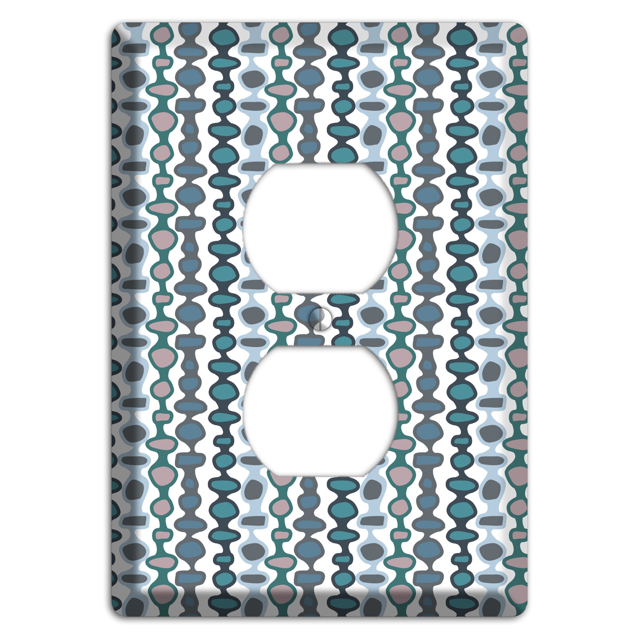 Grey and Multi Blue Bead and Reel Duplex Outlet Wallplate
