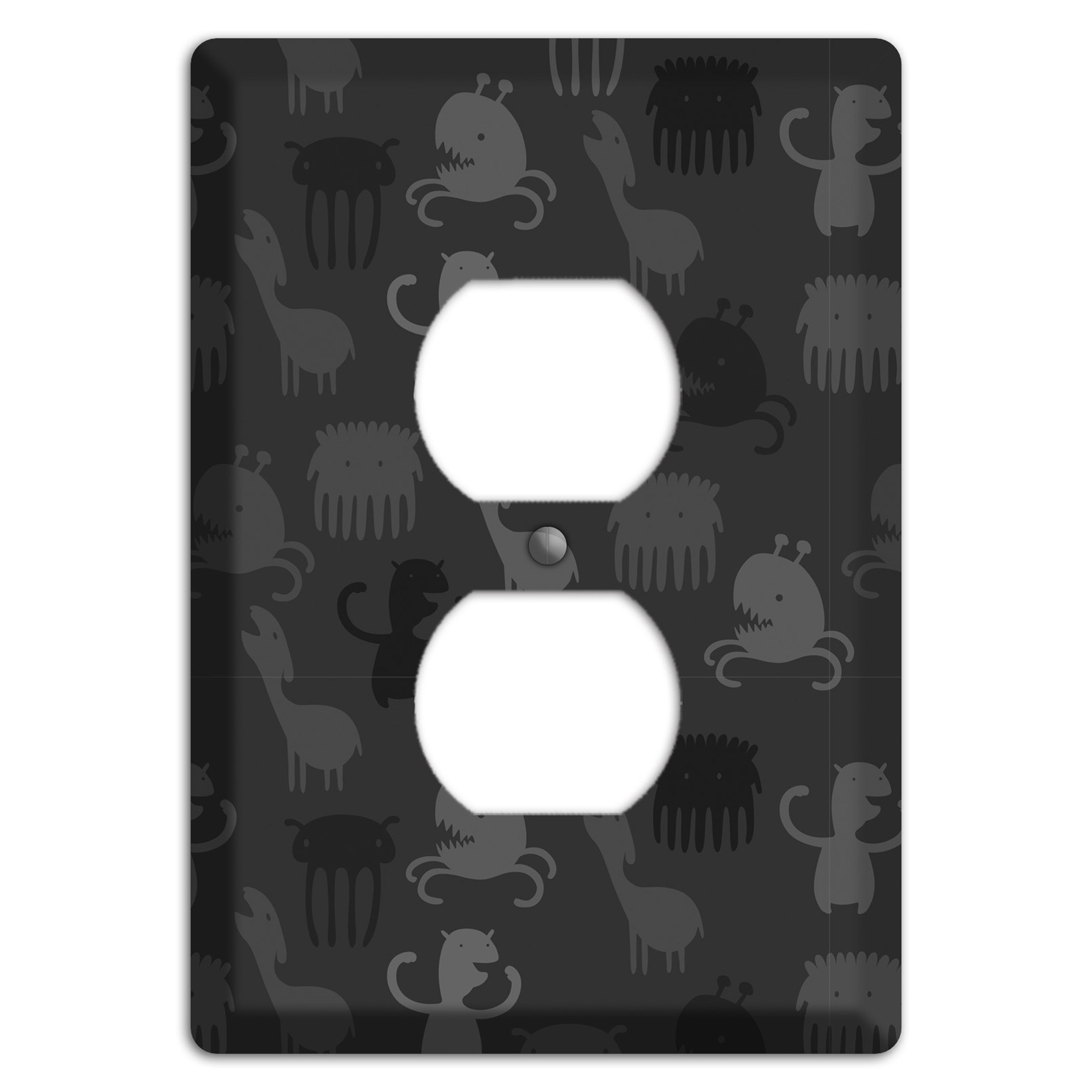 Silly Monsters Black and Grey Duplex Outlet Wallplate