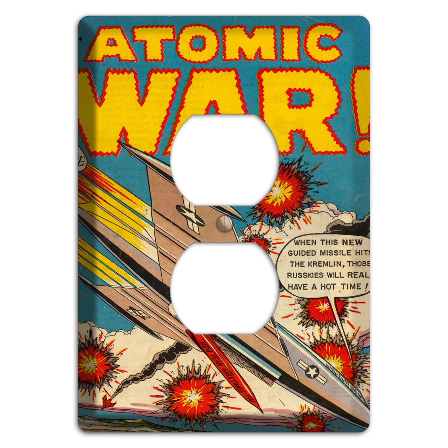 Atomic War 2 Vintage Comics Duplex Outlet Wallplate