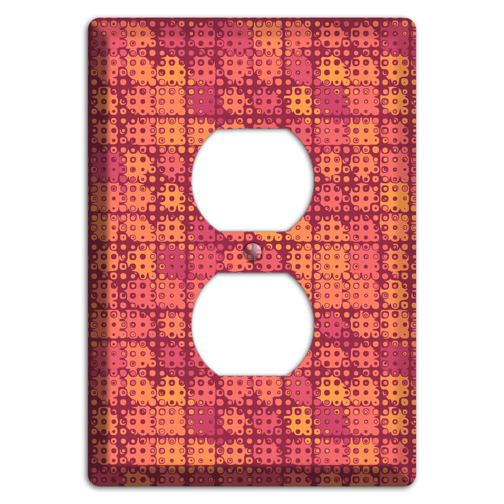 Coral Grunge Squares Duplex Outlet Wallplate
