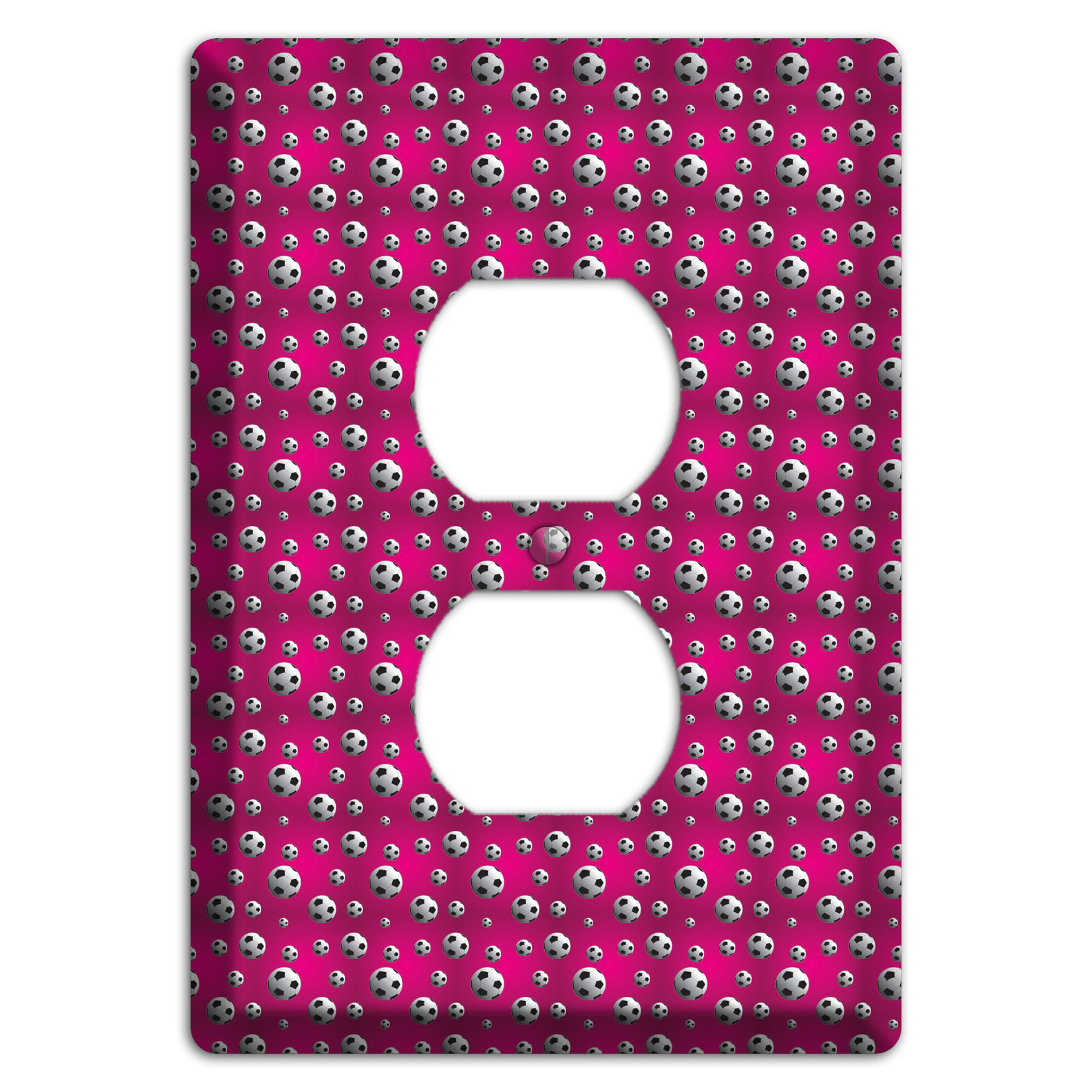 Fuschia with Soccer Balls Duplex Outlet Wallplate