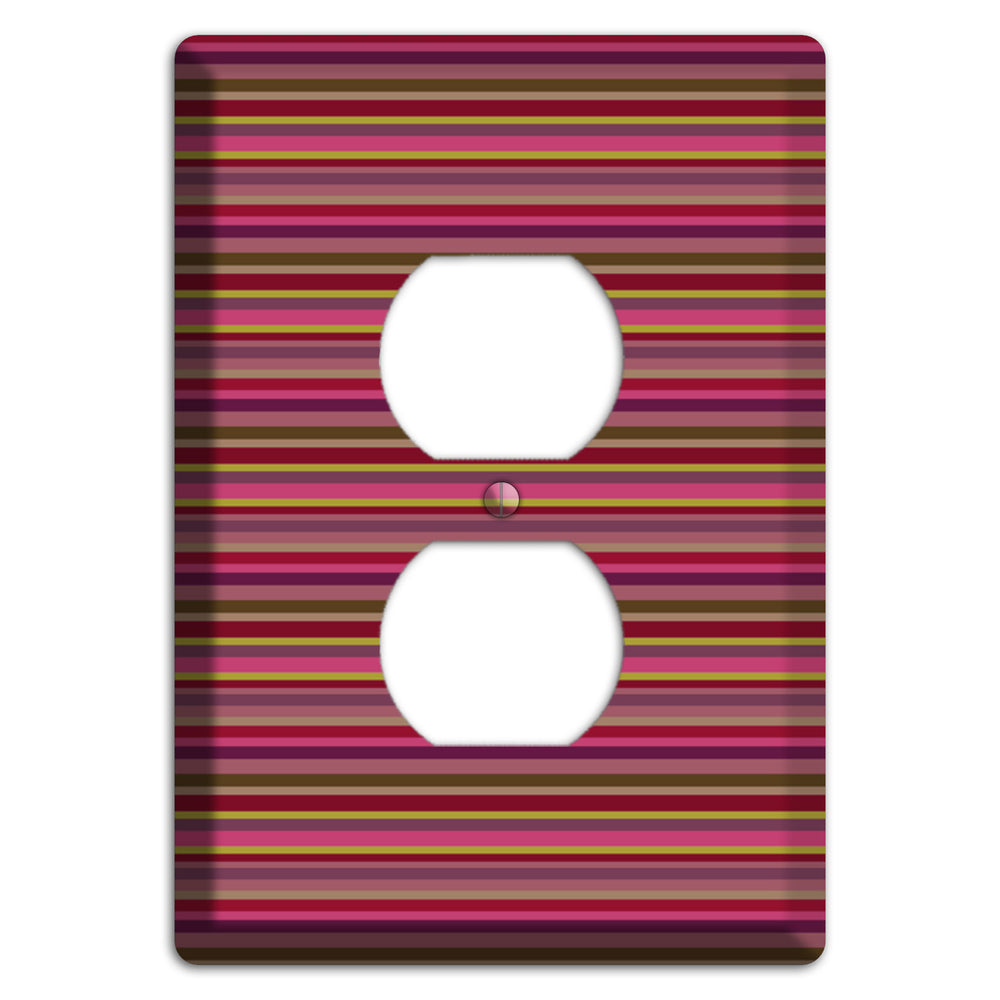 Fuschia Multi Horizontal Stripes Duplex Outlet Wallplate