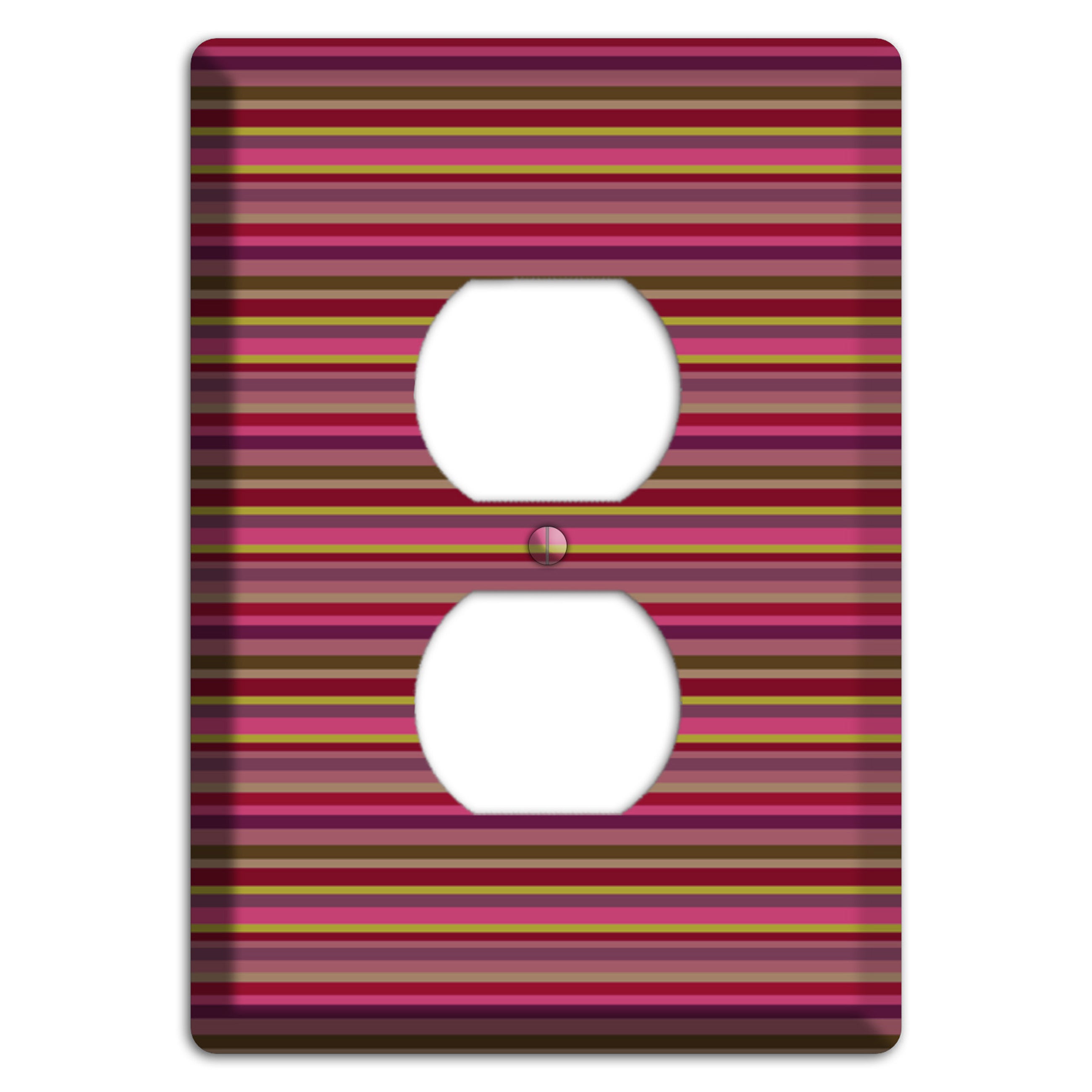 Fuschia Multi Horizontal Stripes Duplex Outlet Wallplate