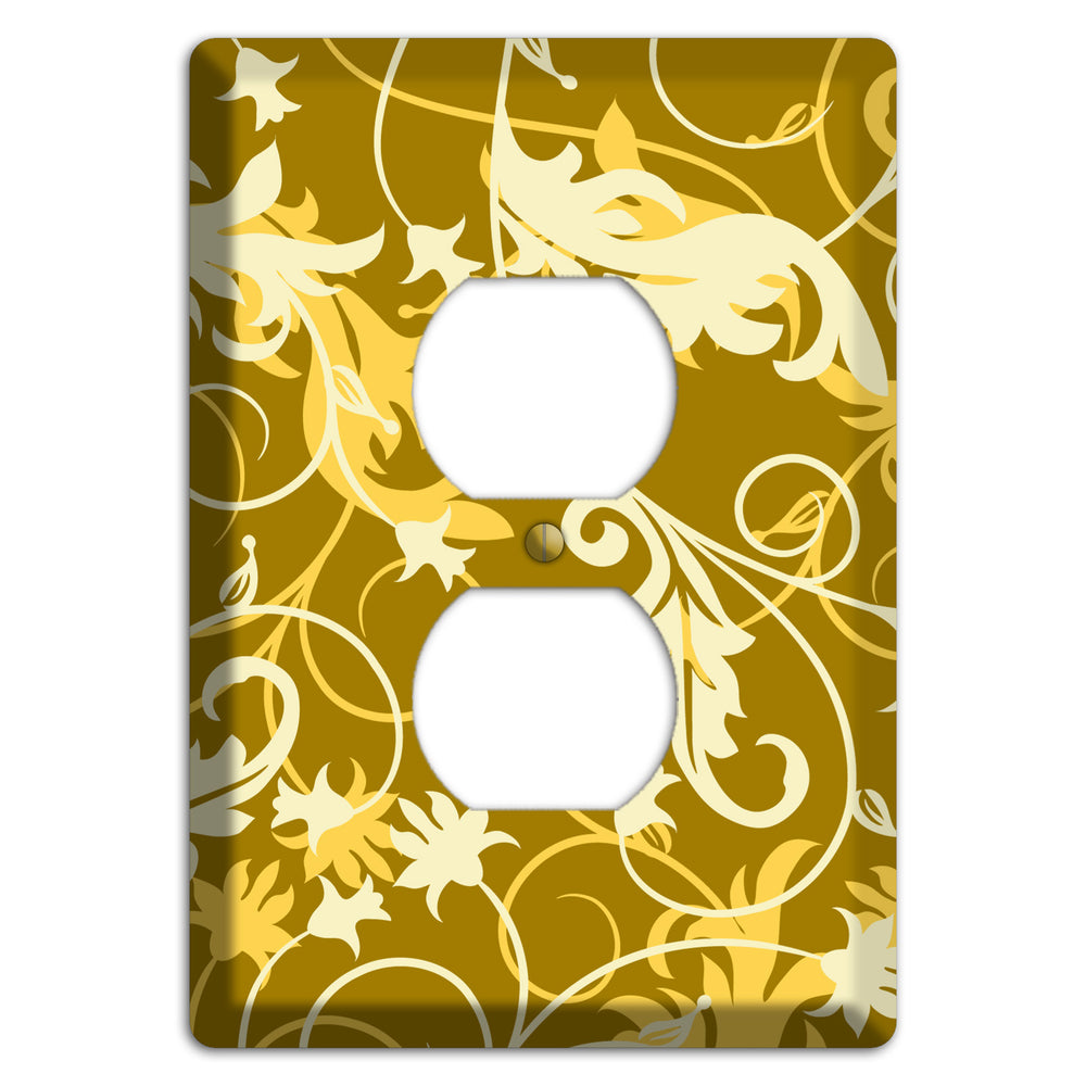 Brown and Tan Victorian Sprig Duplex Outlet Wallplate