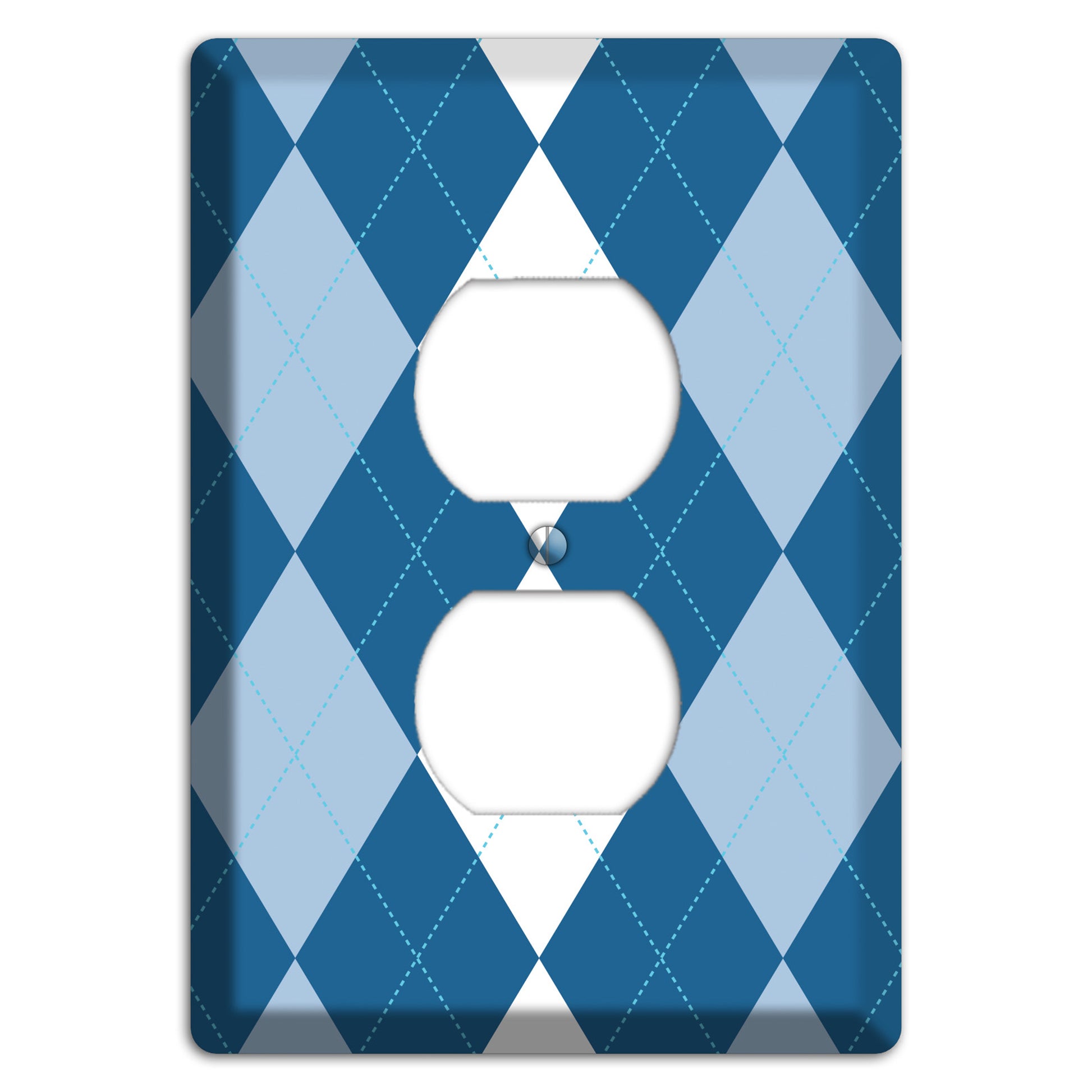 Blue Argyle Duplex Outlet Wallplate