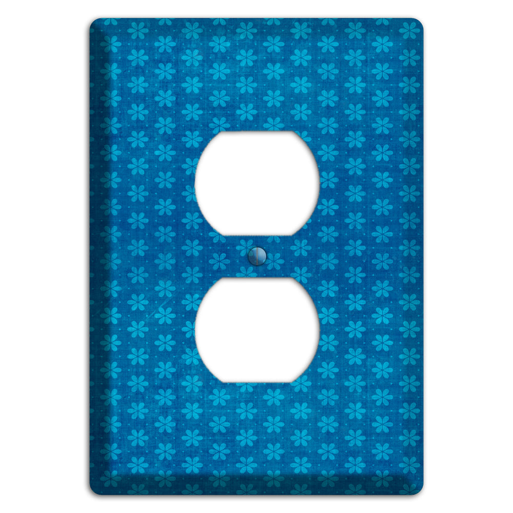 Blue Grunge Floral Contour Duplex Outlet Wallplate