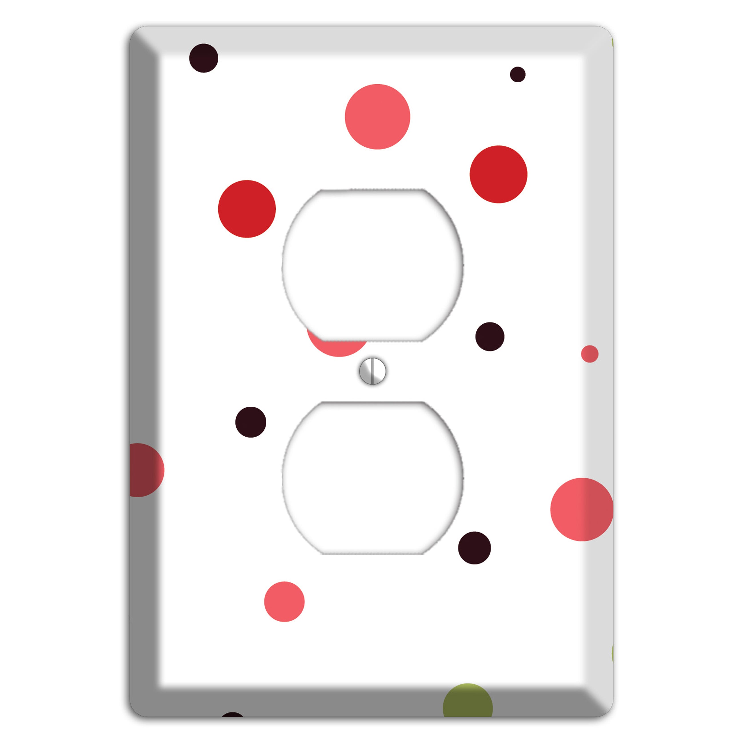 White with Multi Pink Small Dots Duplex Outlet Wallplate