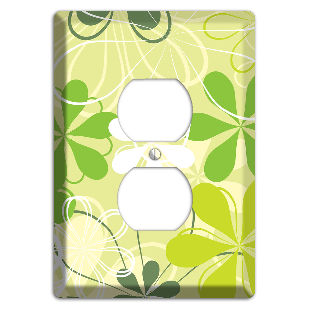 Green Retro Flowers Duplex Outlet Wallplate