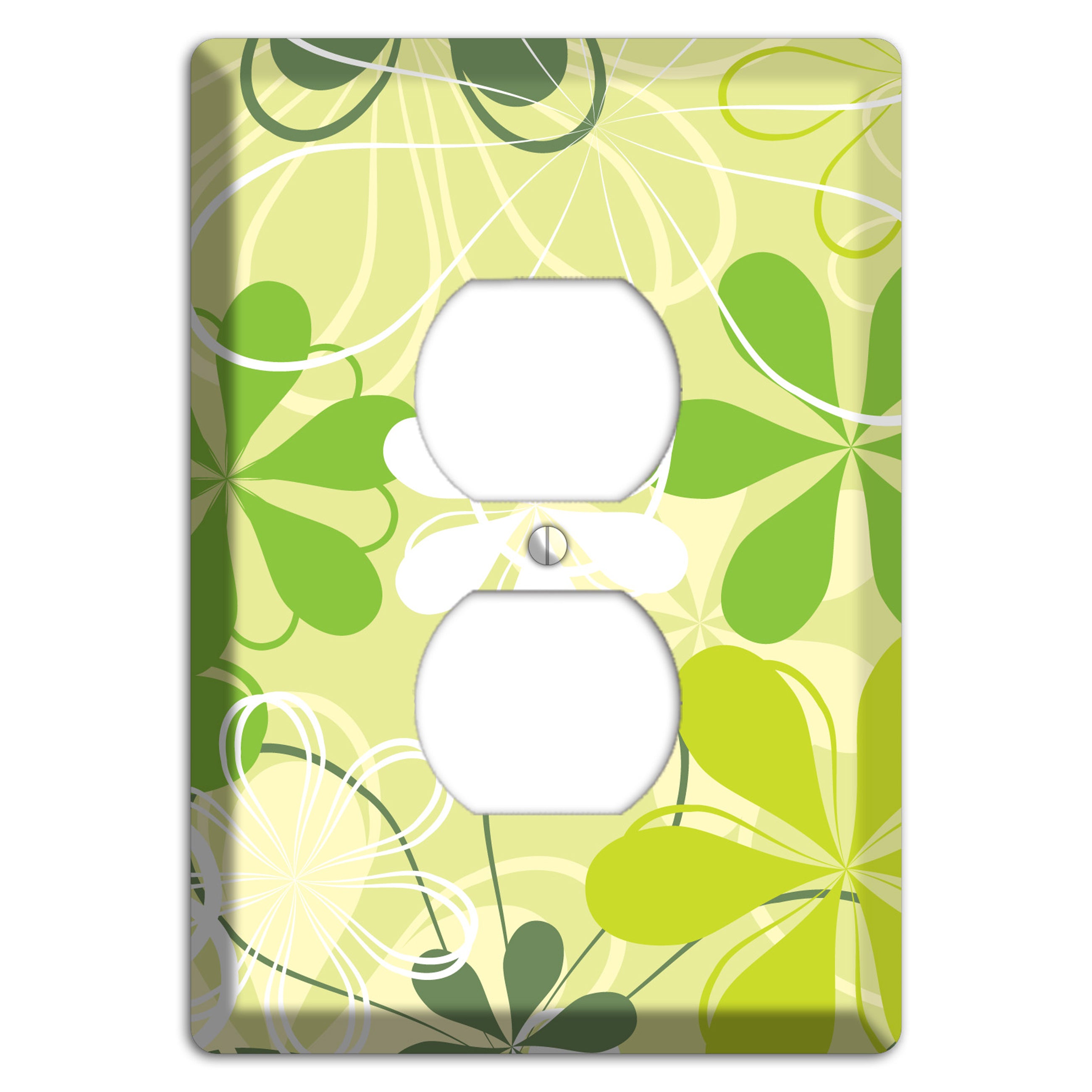 Green Retro Flowers Duplex Outlet Wallplate