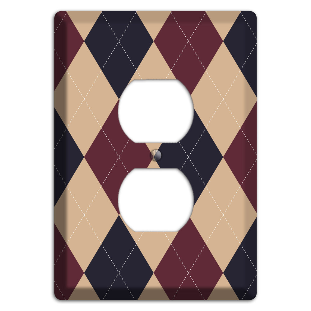 Brown and Tan Argyle Duplex Outlet Wallplate