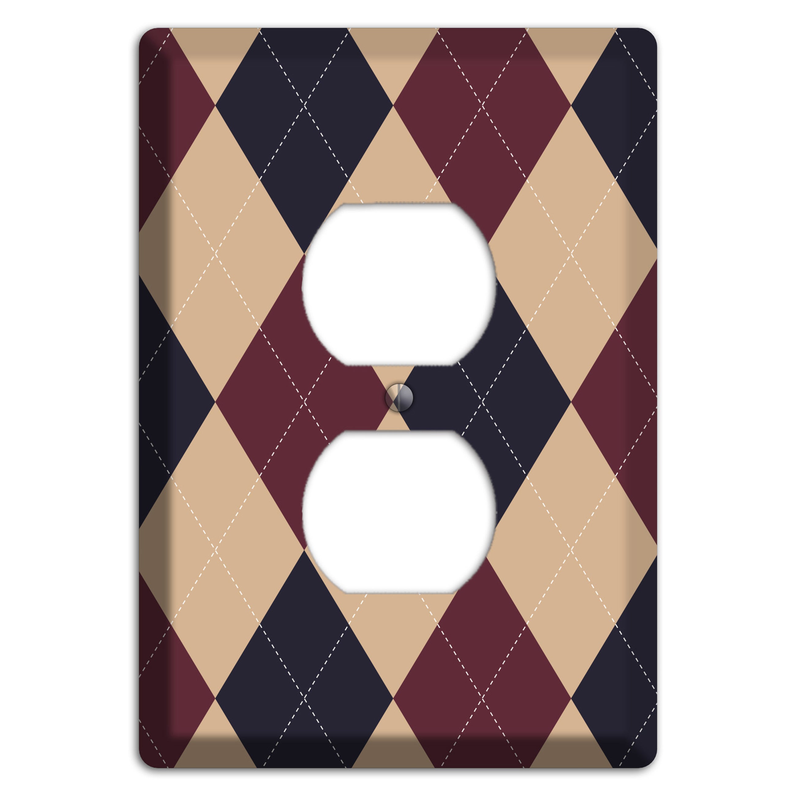 Brown and Tan Argyle Duplex Outlet Wallplate