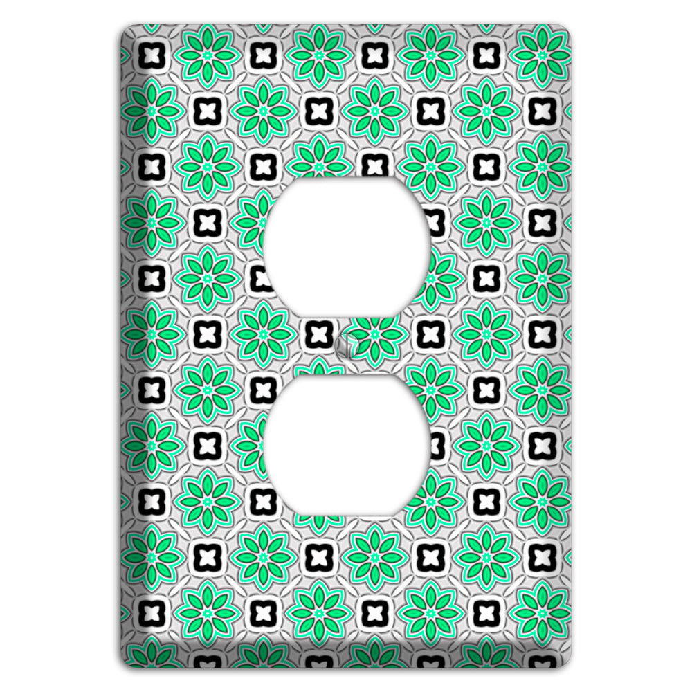 Green and Black Foulard Duplex Outlet Wallplate