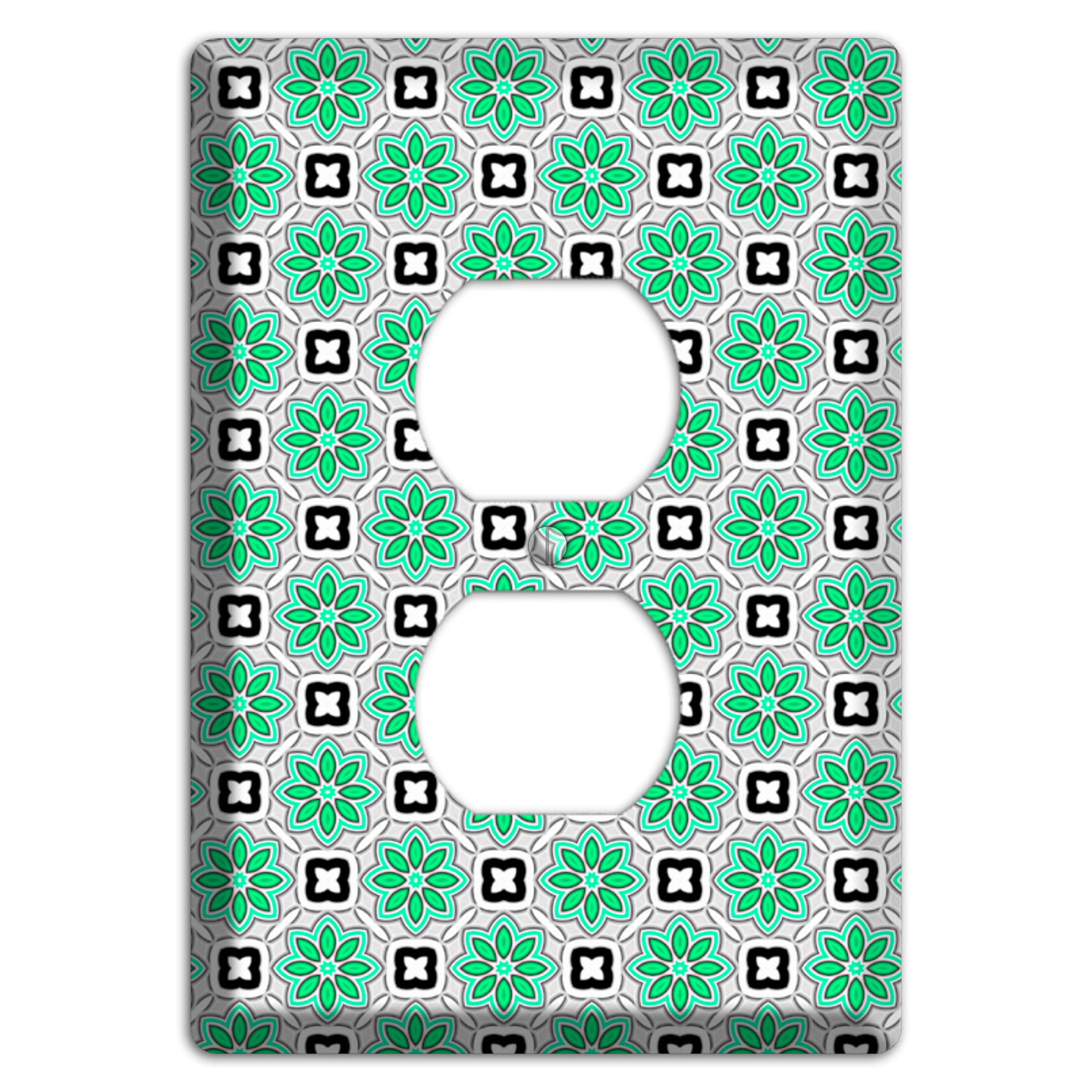 Green and Black Foulard Duplex Outlet Wallplate