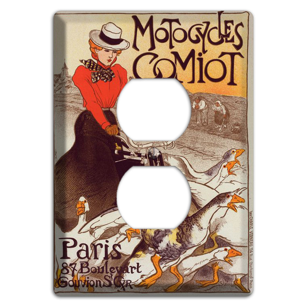 Steinlen Motocycles Vintage Poster Duplex Outlet Wallplate