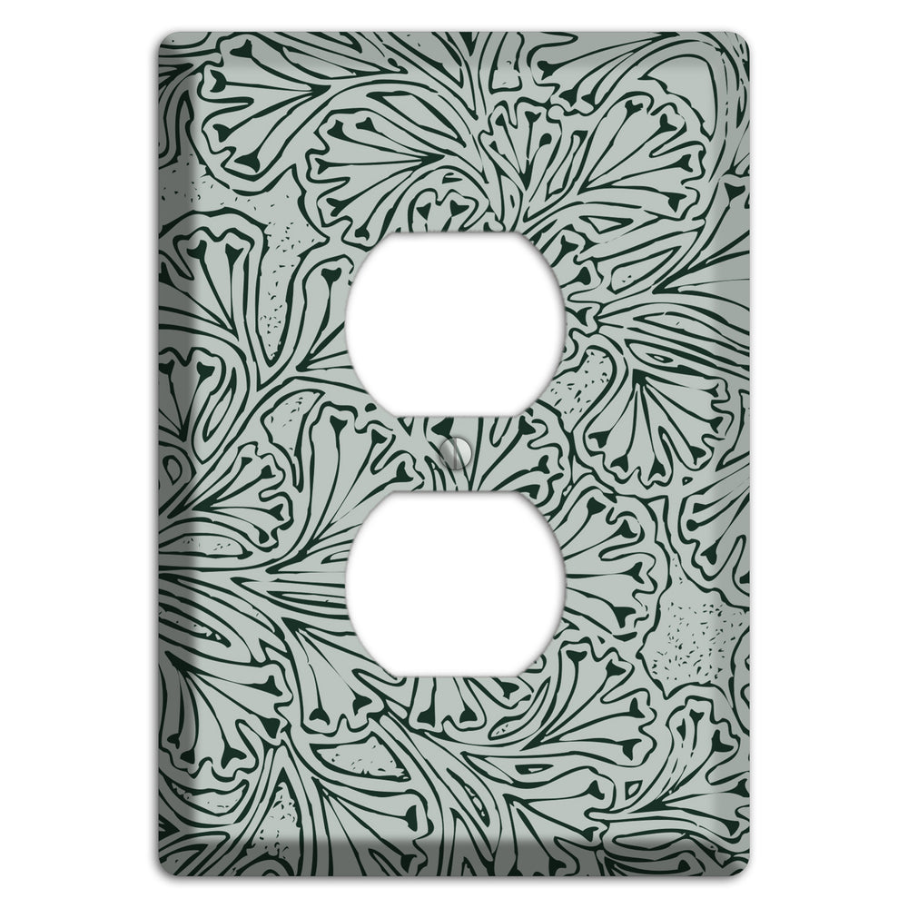 Deco Grey Interlocking Floral Duplex Outlet Wallplate