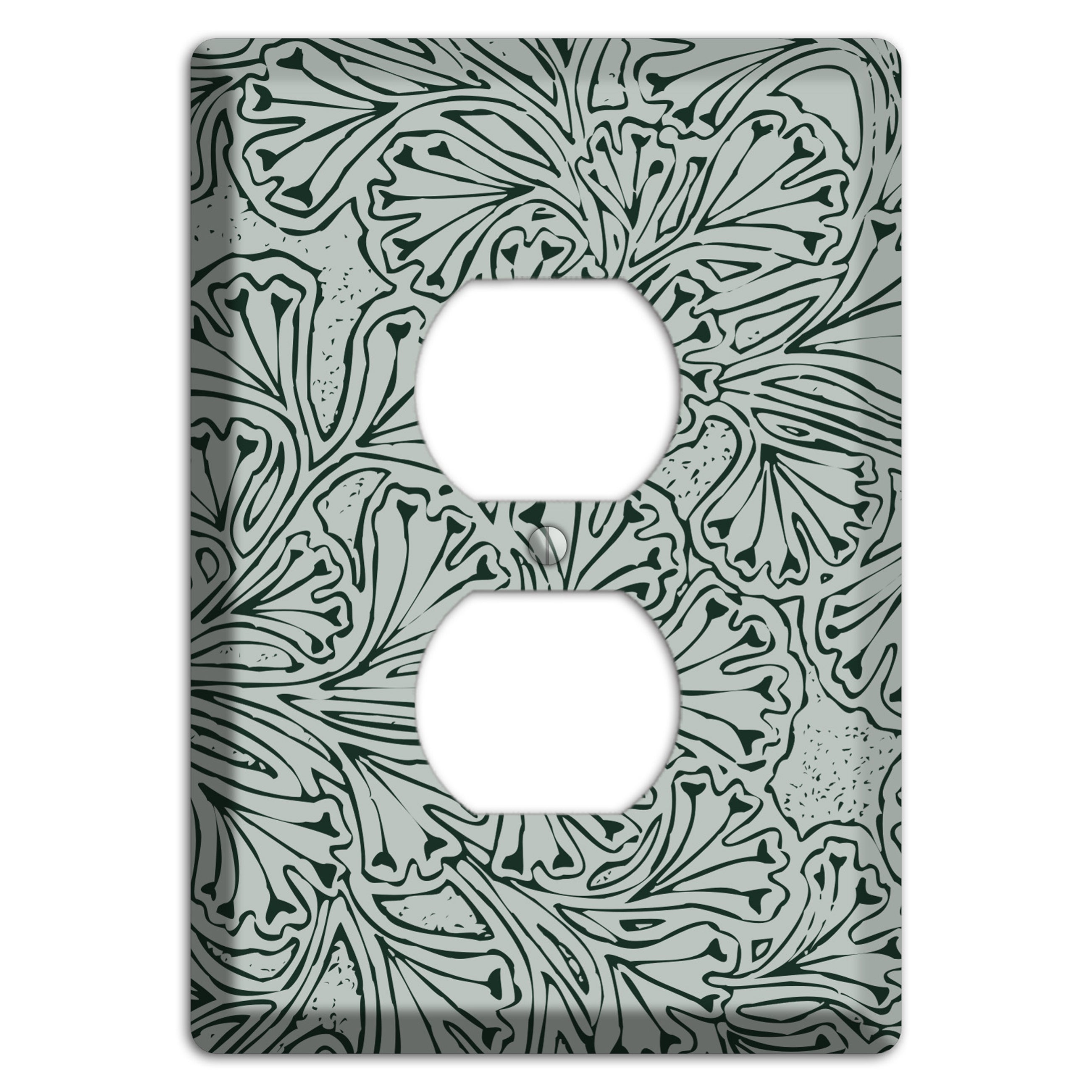 Deco Grey Interlocking Floral Duplex Outlet Wallplate