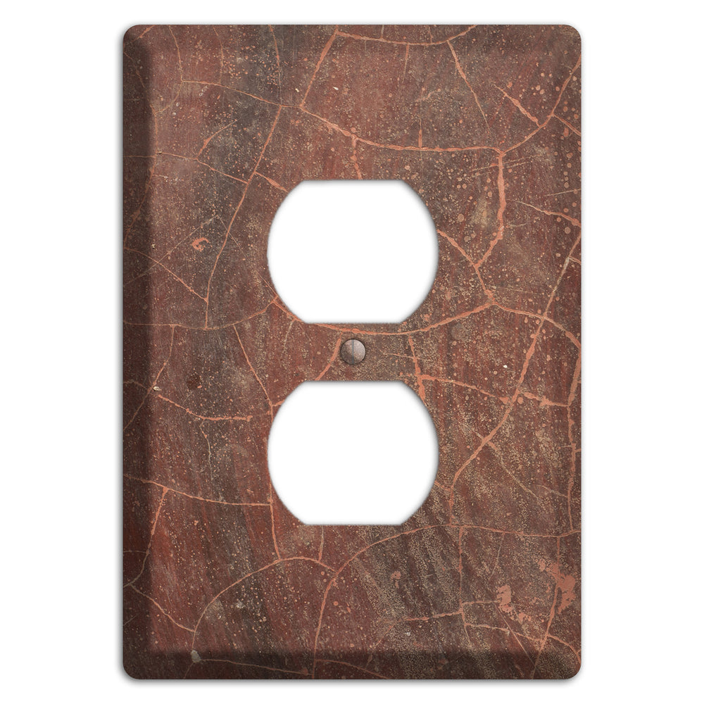 Maroon Cracked Concrete Duplex Outlet Wallplate