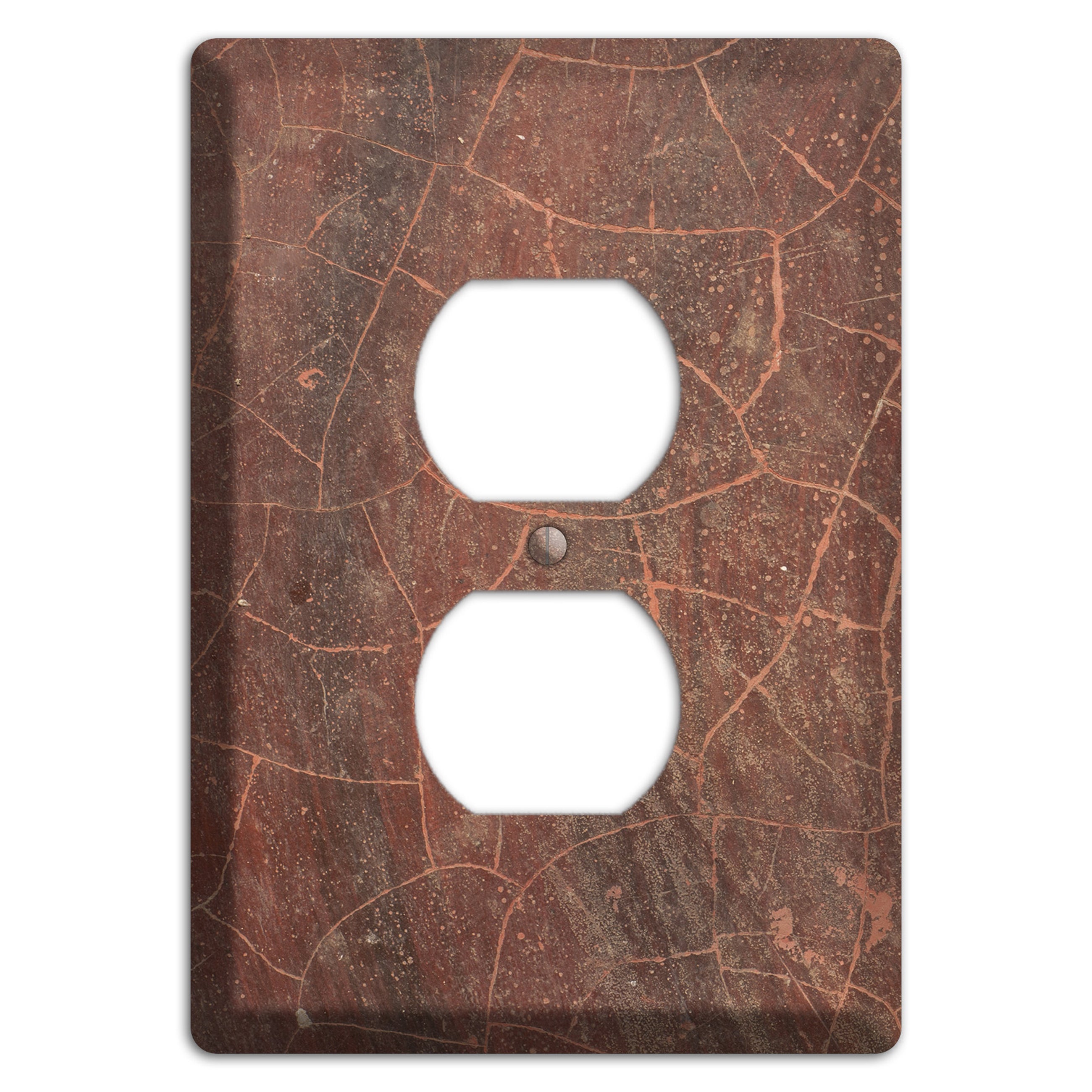 Maroon Cracked Concrete Duplex Outlet Wallplate