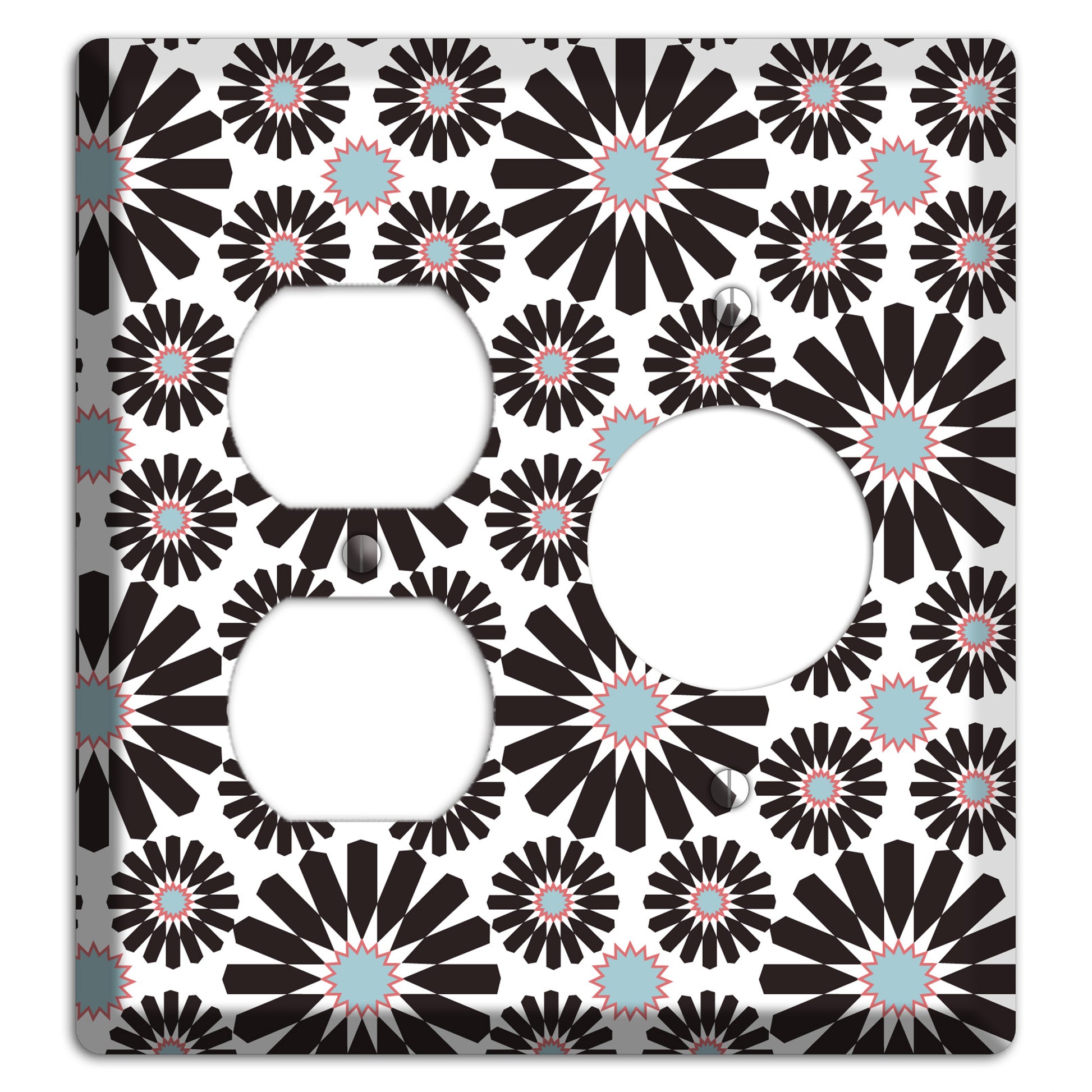 Dusty Blue Maroon Scandinavian Floral 2 Duplex / Receptacle Wallplate