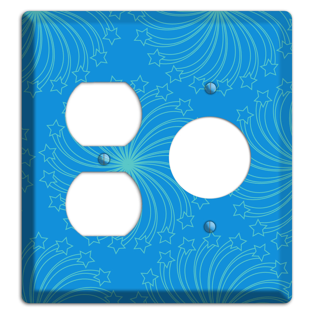 Multi Blue Star Swirl Duplex / Receptacle Wallplate