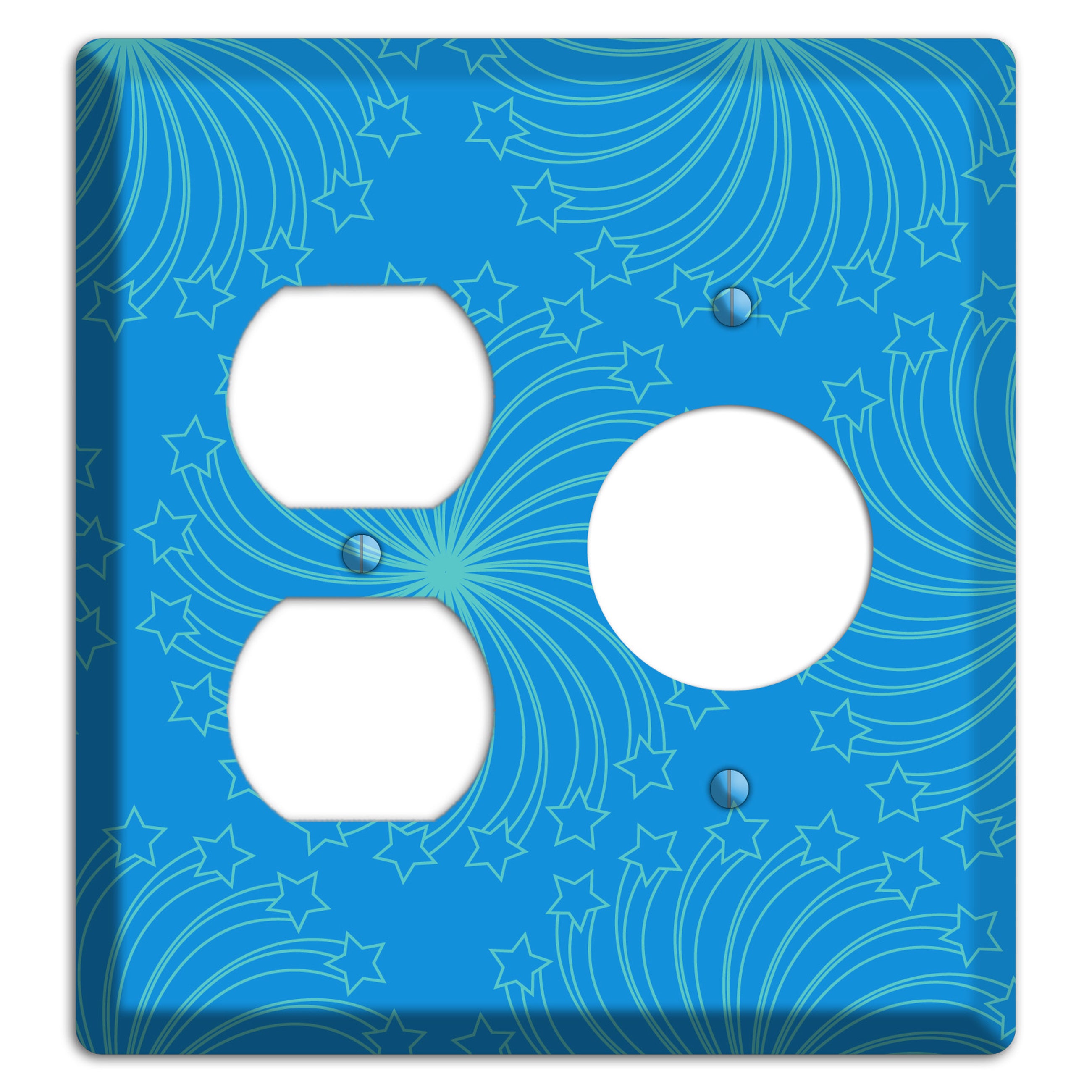 Multi Blue Star Swirl Duplex / Receptacle Wallplate