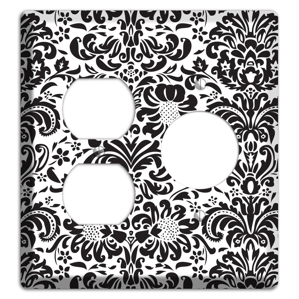 White with Black Toile Duplex / Receptacle Wallplate
