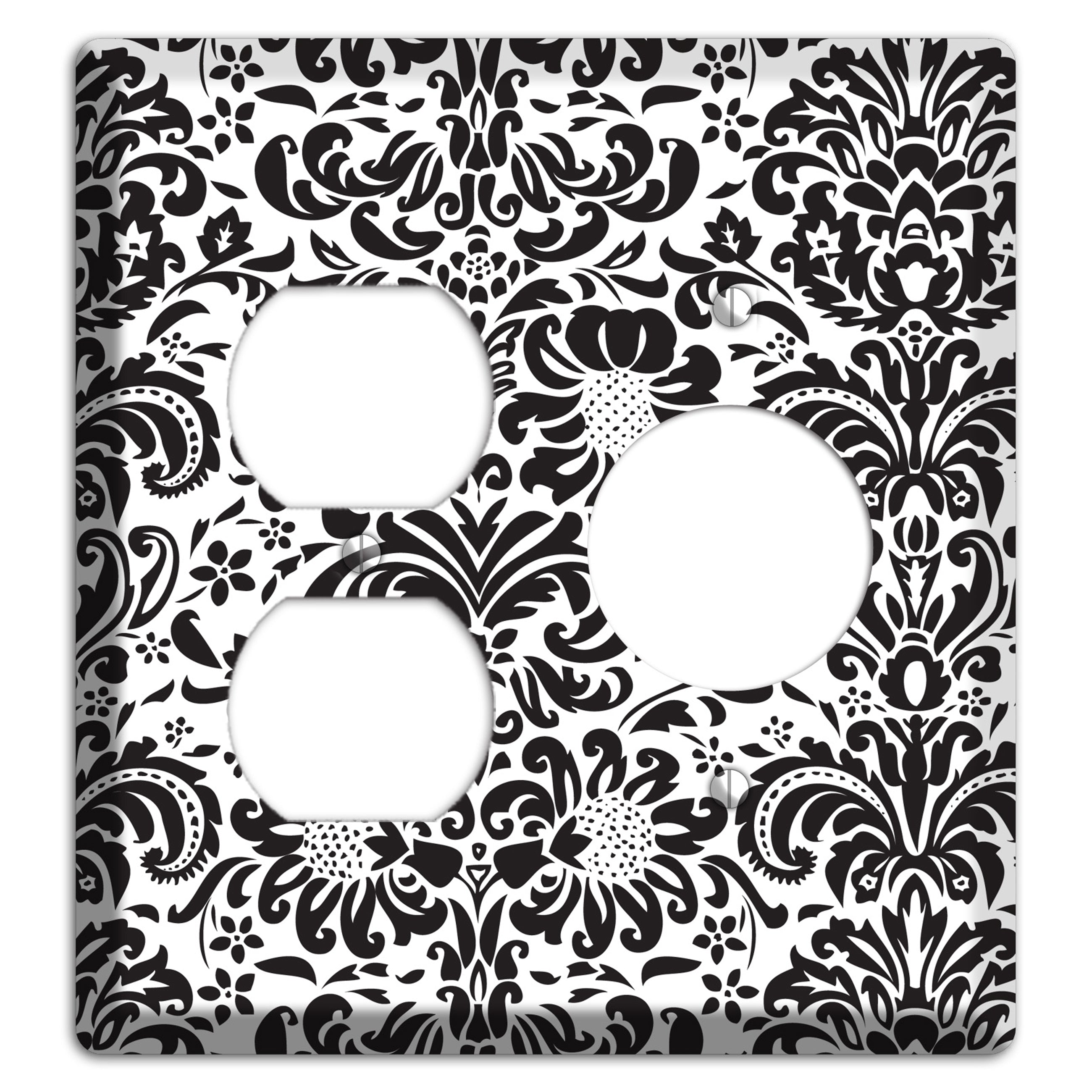 White with Black Toile Duplex / Receptacle Wallplate